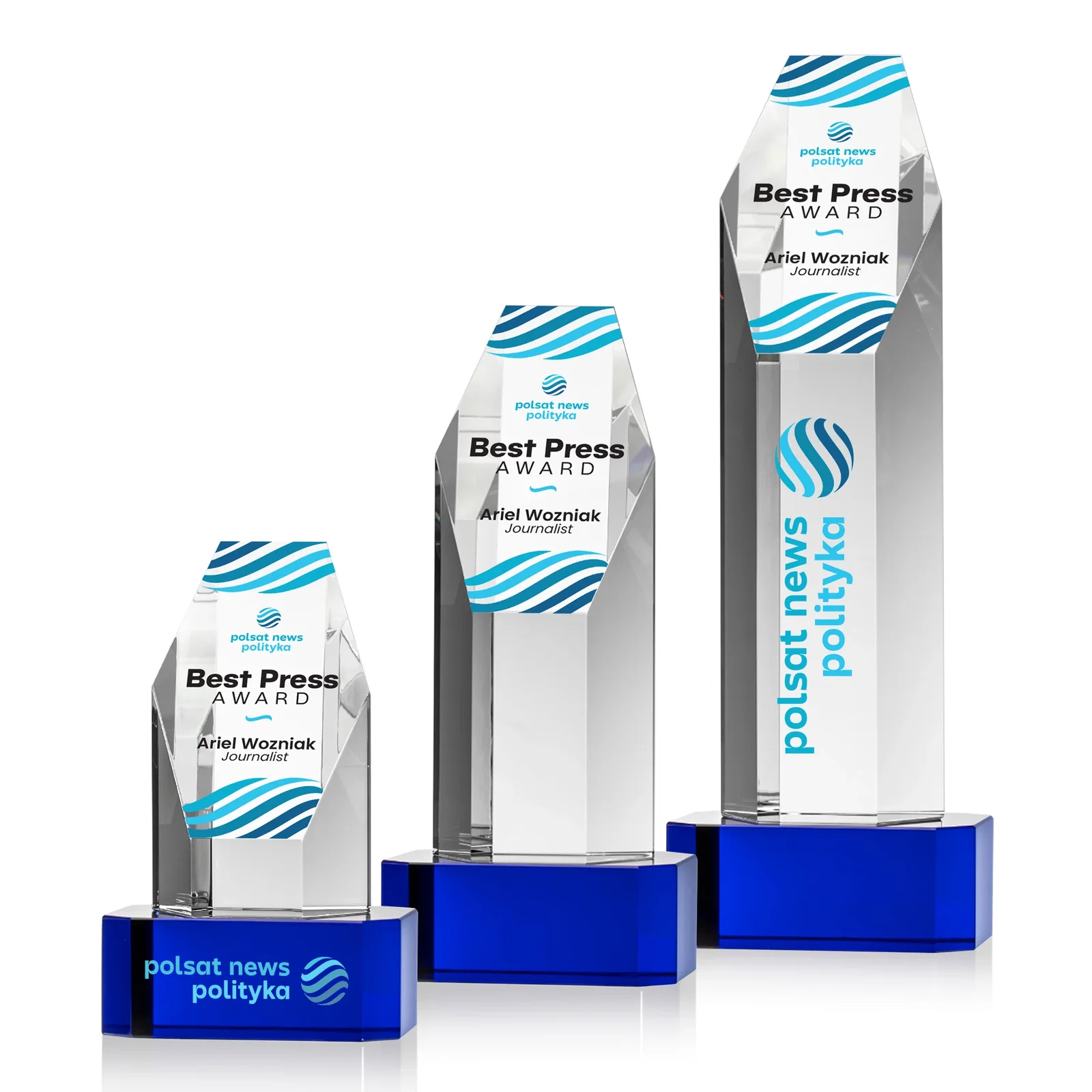 Promotional Optical Crystal Polygon Tower Award with Slanted Top for retirement presentations