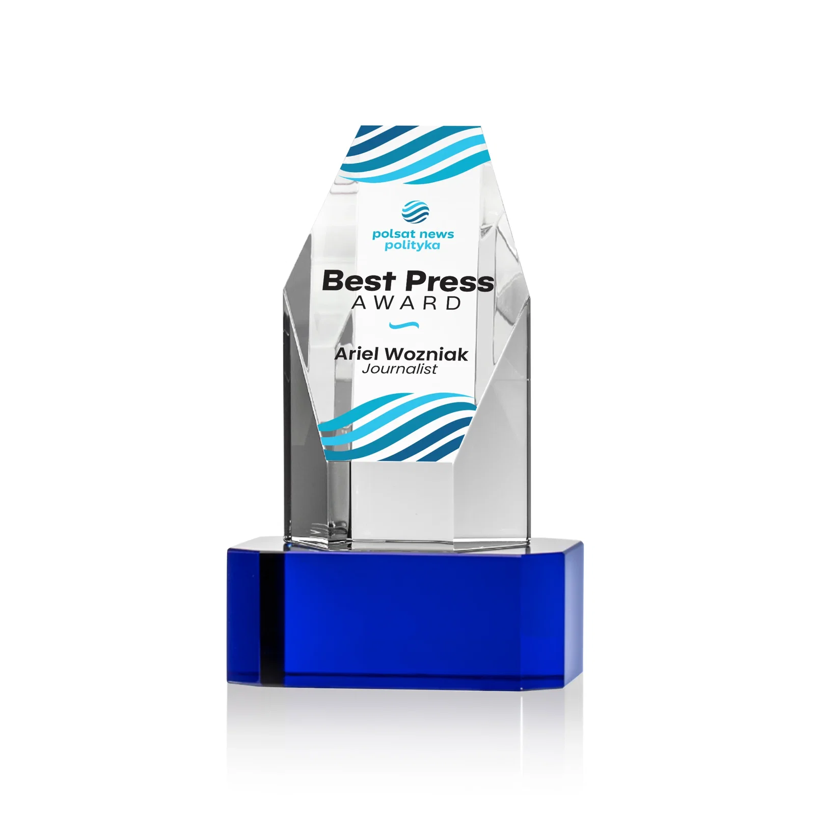 Promotional Optical Crystal Polygon Tower Award with Slanted Top for team milestone celebrations