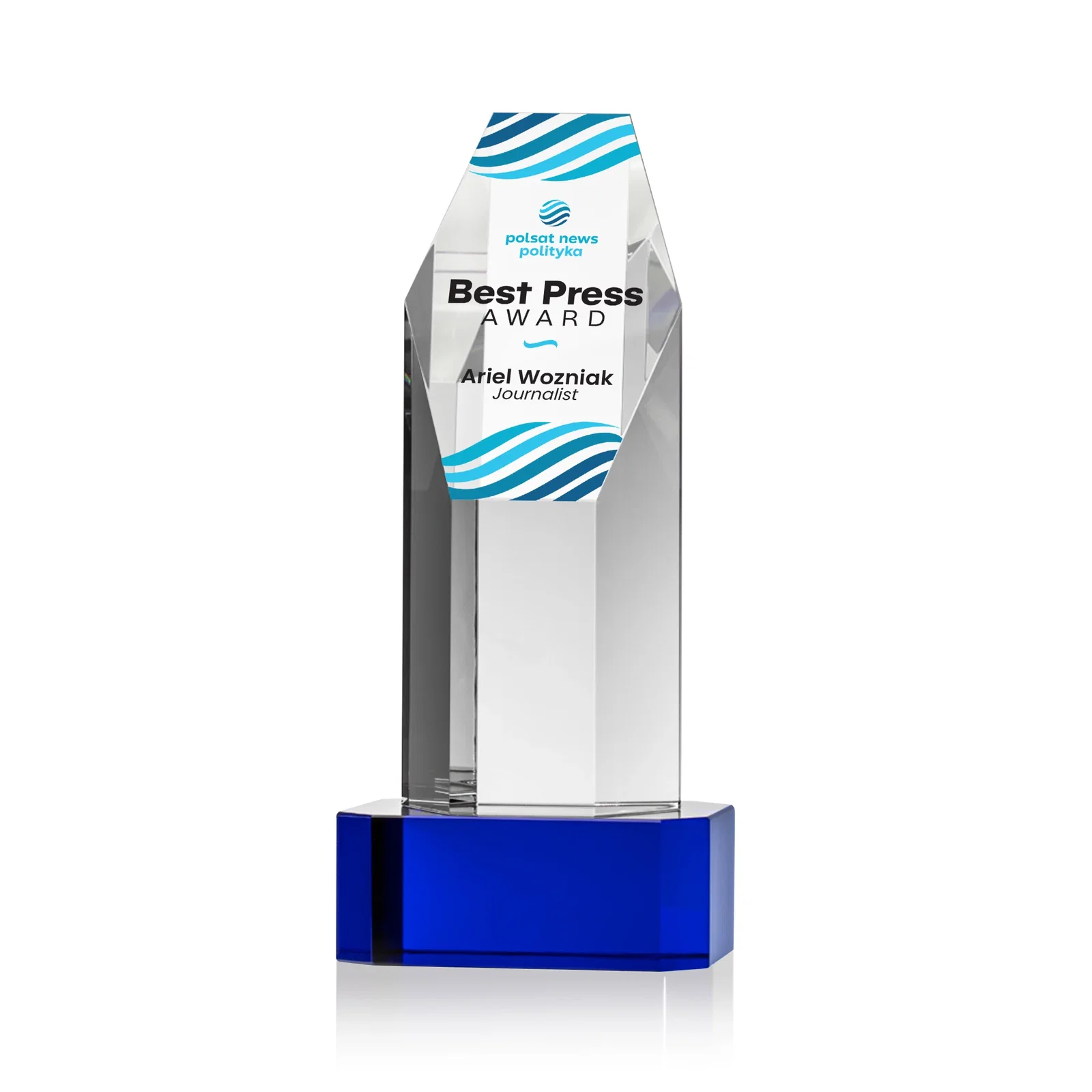 Promotional Optical Crystal Polygon Tower Award with Slanted Top for donor appreciation