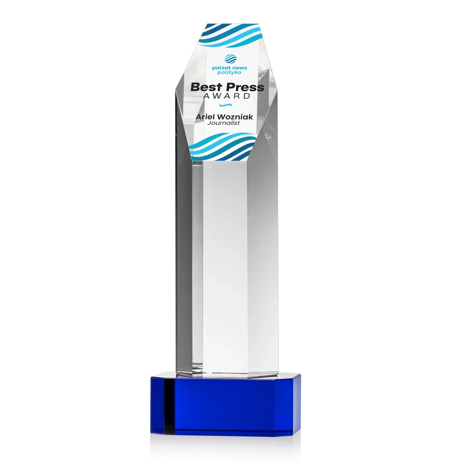 Promotional Optical Crystal Polygon Tower Award with Slanted Top for graduation ceremonies
