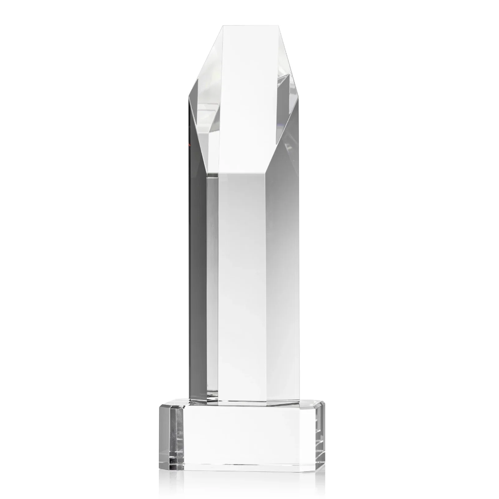Promotional Optical Crystal Polygon Tower Award with Slanted Top for dealer and partner awards