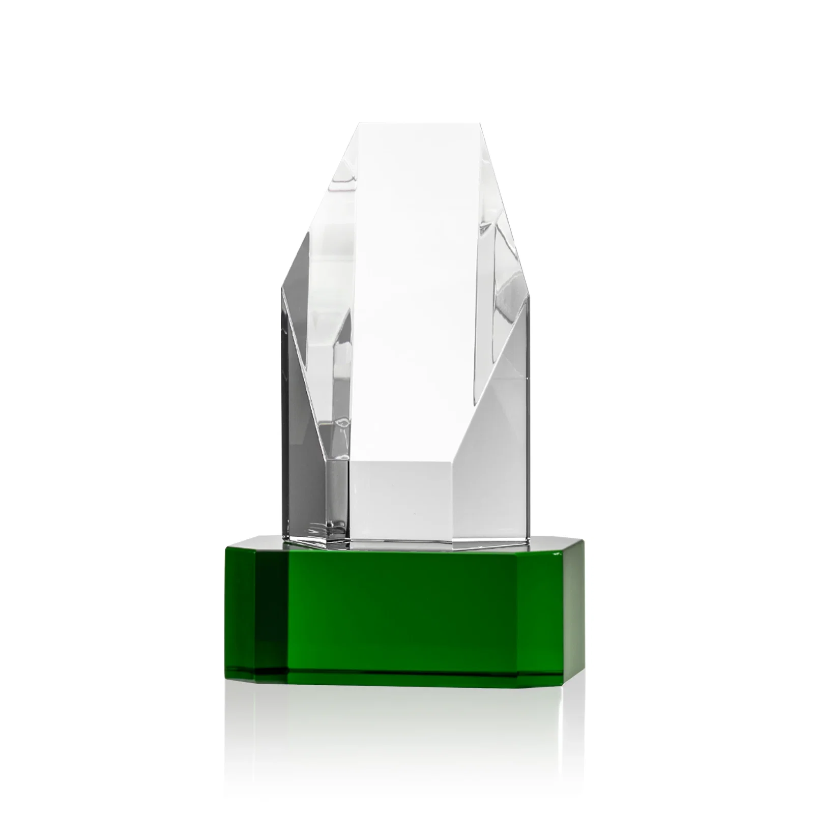 Branded Optical Crystal Polygon Tower Award with Slanted Top for service anniversary gifts