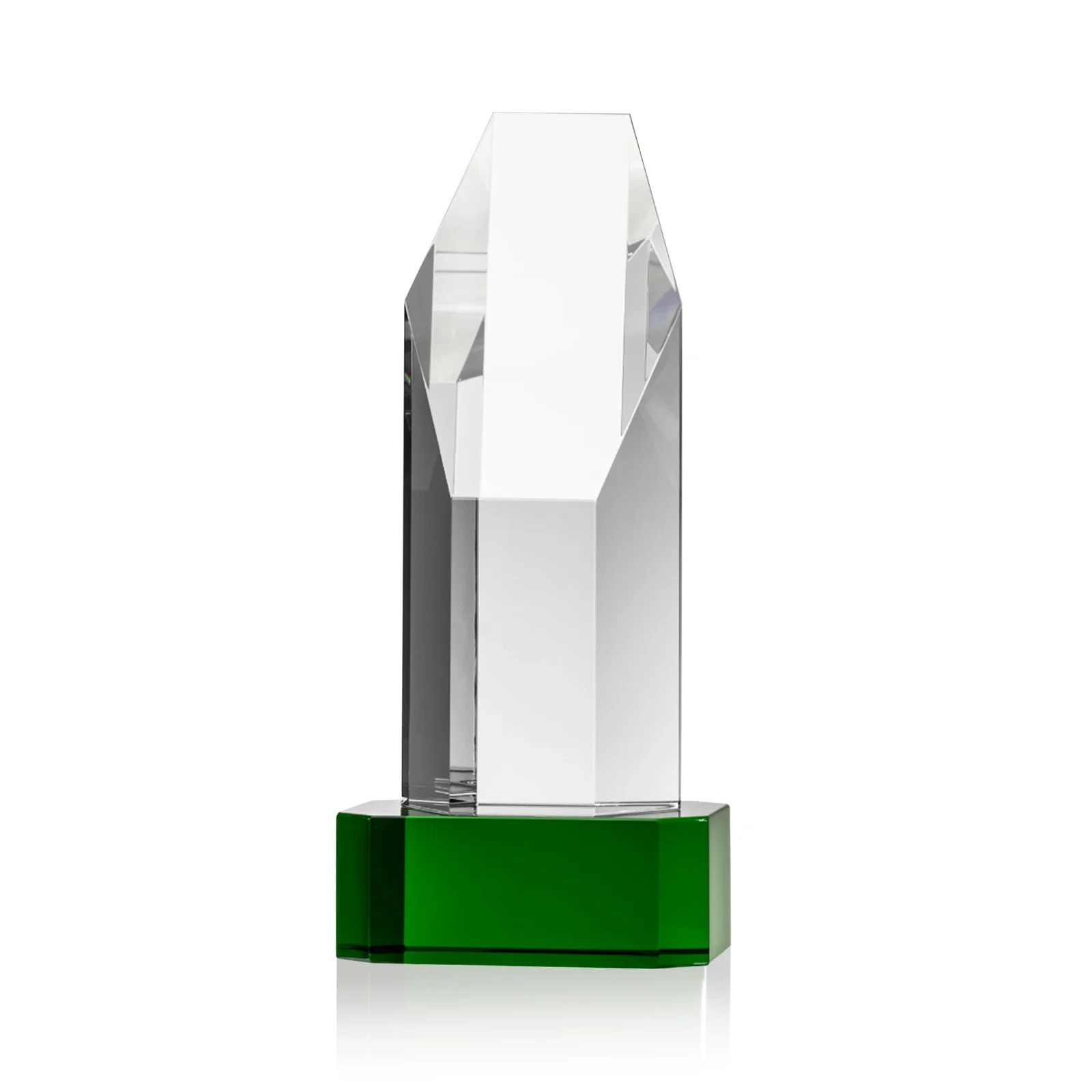 Branded Optical Crystal Polygon Tower Award with Slanted Top for sales achievement awards