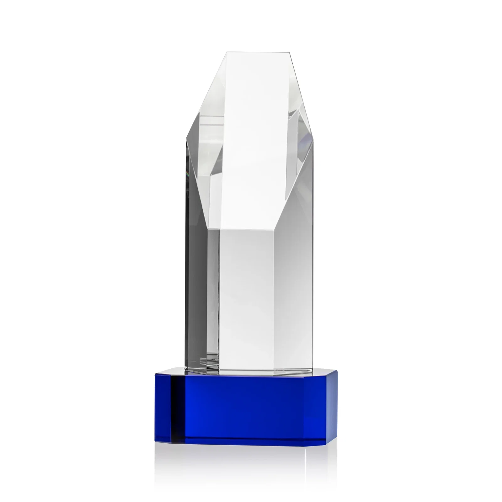 Branded Optical Crystal Polygon Tower Award with Slanted Top for donor appreciation