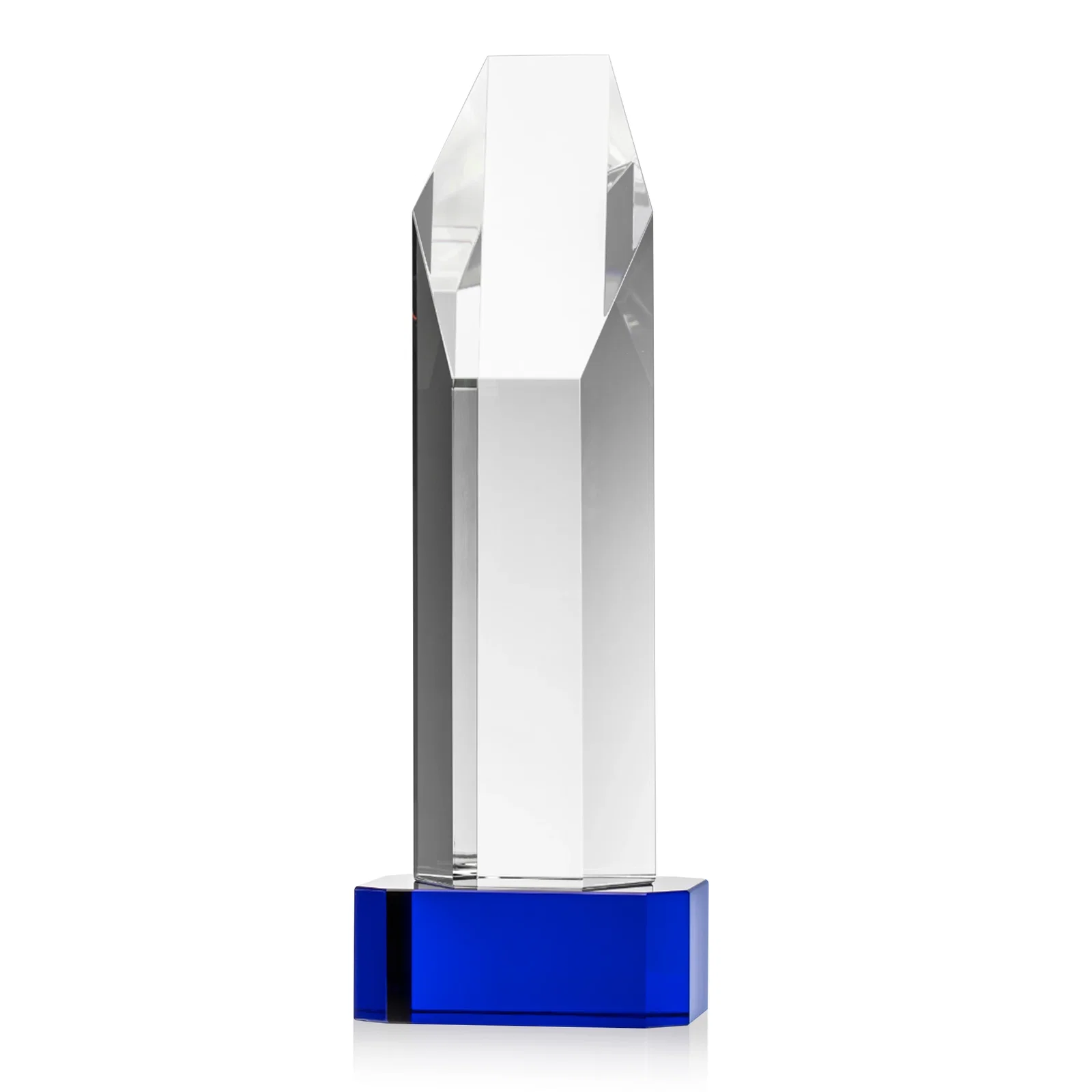 Branded Optical Crystal Polygon Tower Award with Slanted Top for graduation ceremonies