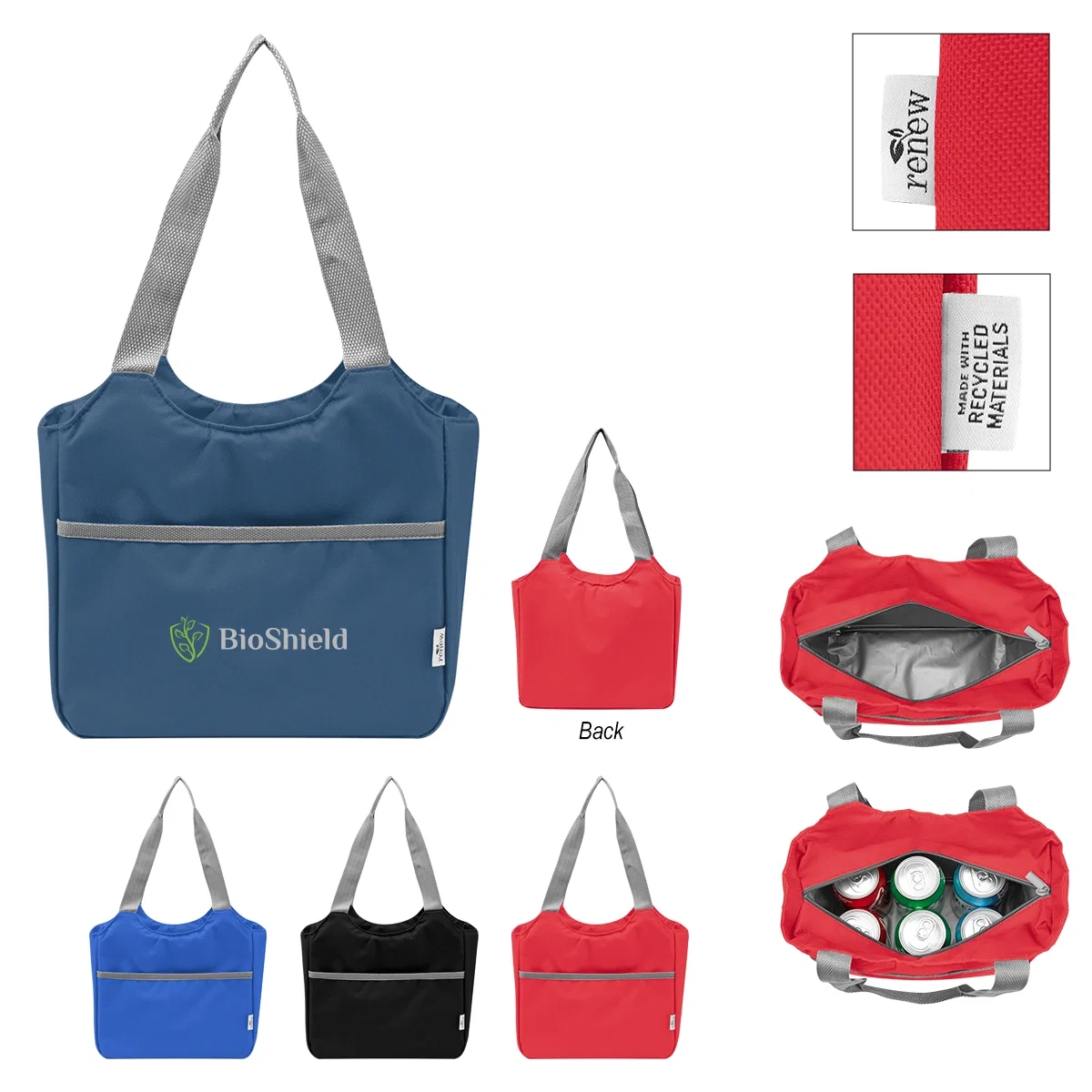 Insulated cooler tote bag with carry handles and a zip lid