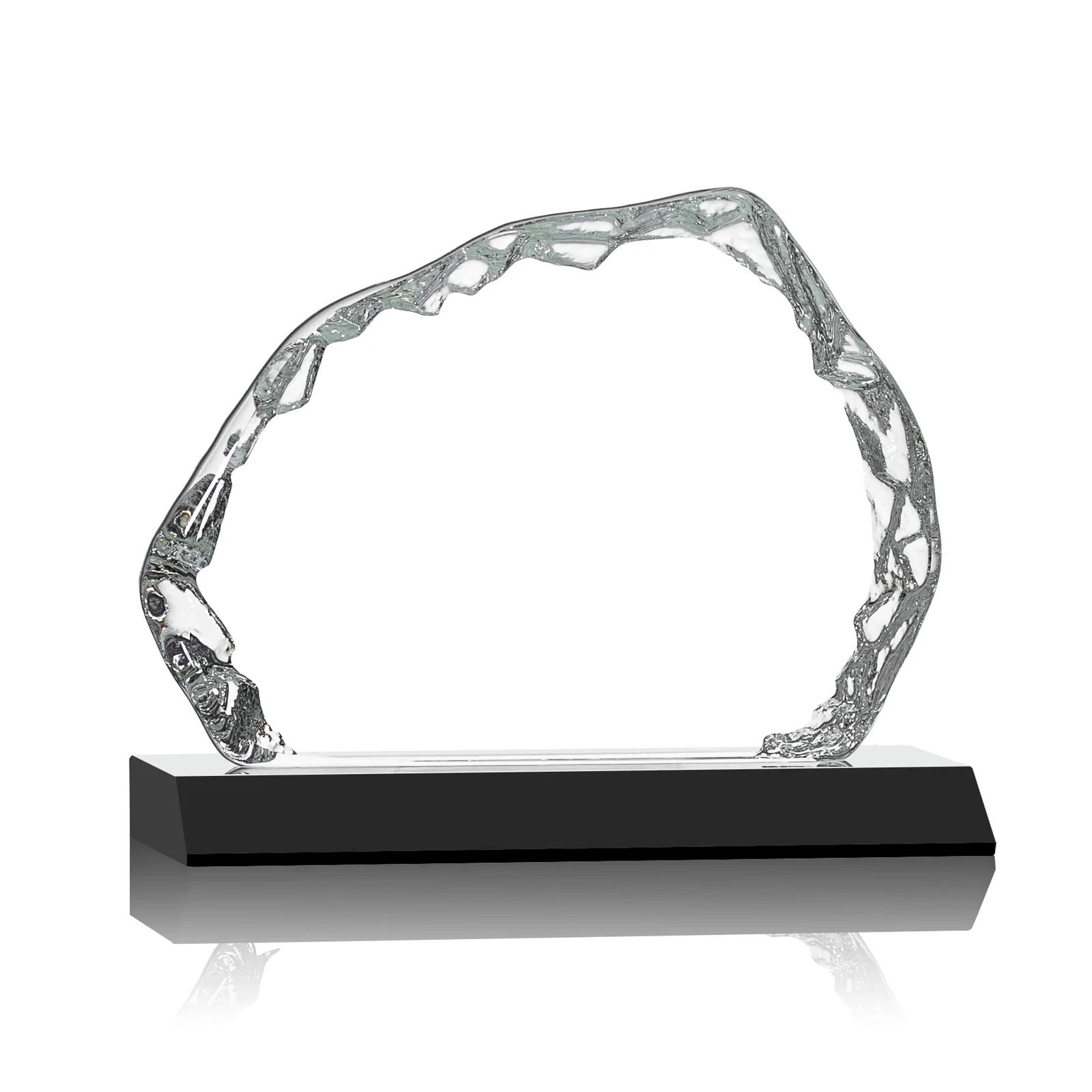 Personalized Optical Crystal Iceberg Award on Mitered Color Base - Aspen, awards for safety achievement programs