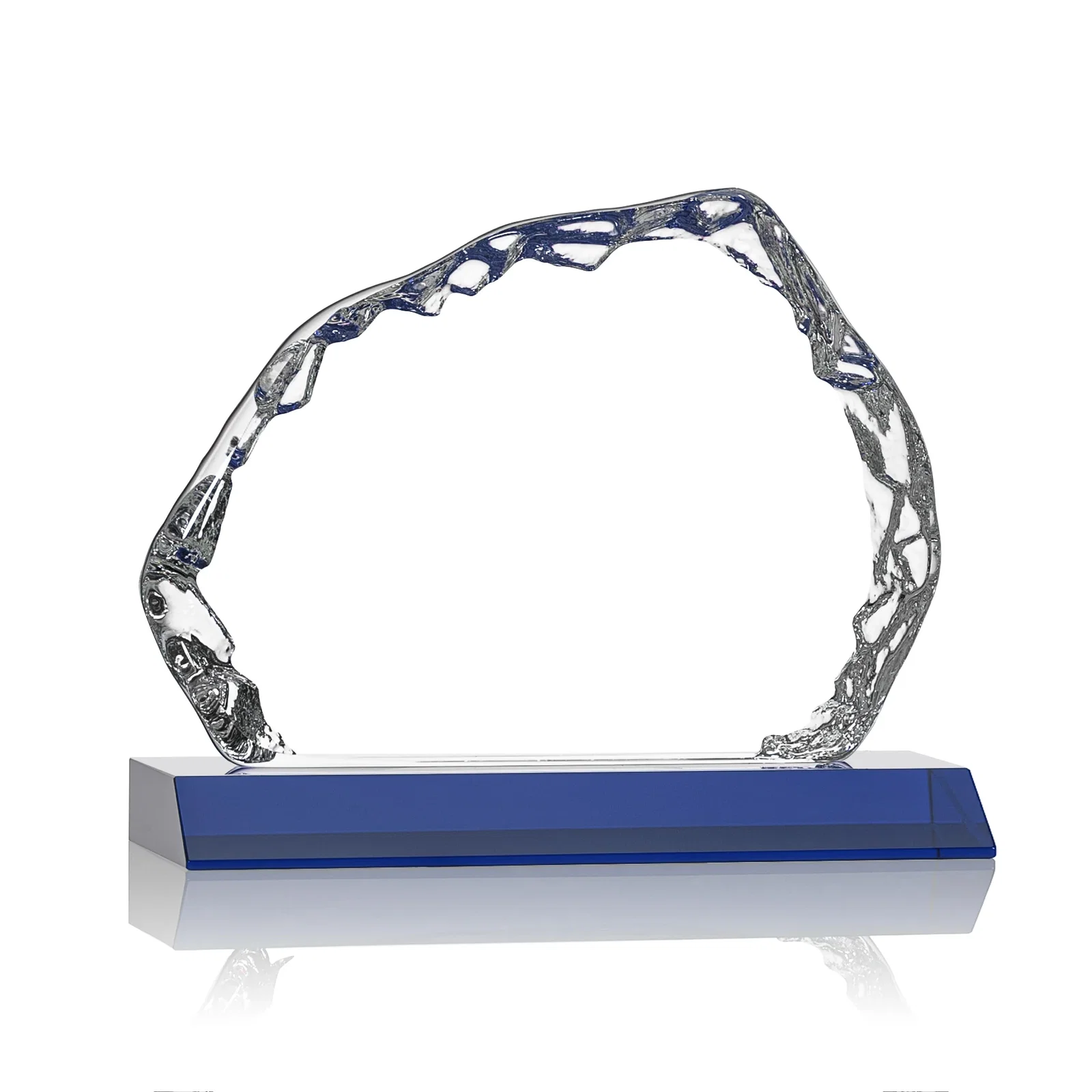 Personalized Optical Crystal Iceberg Award on Mitered Color Base - Aspen, awards for volunteer appreciation