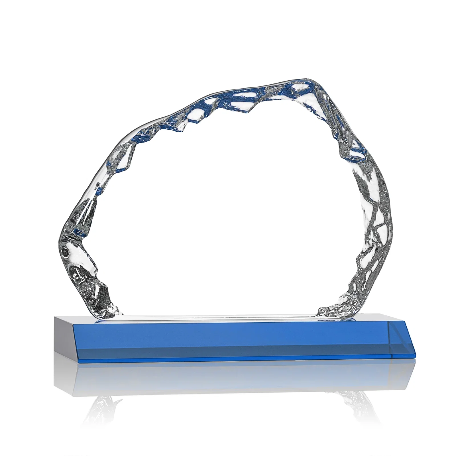 Personalized Optical Crystal Iceberg Award on Mitered Color Base - Aspen, awards for company anniversary events