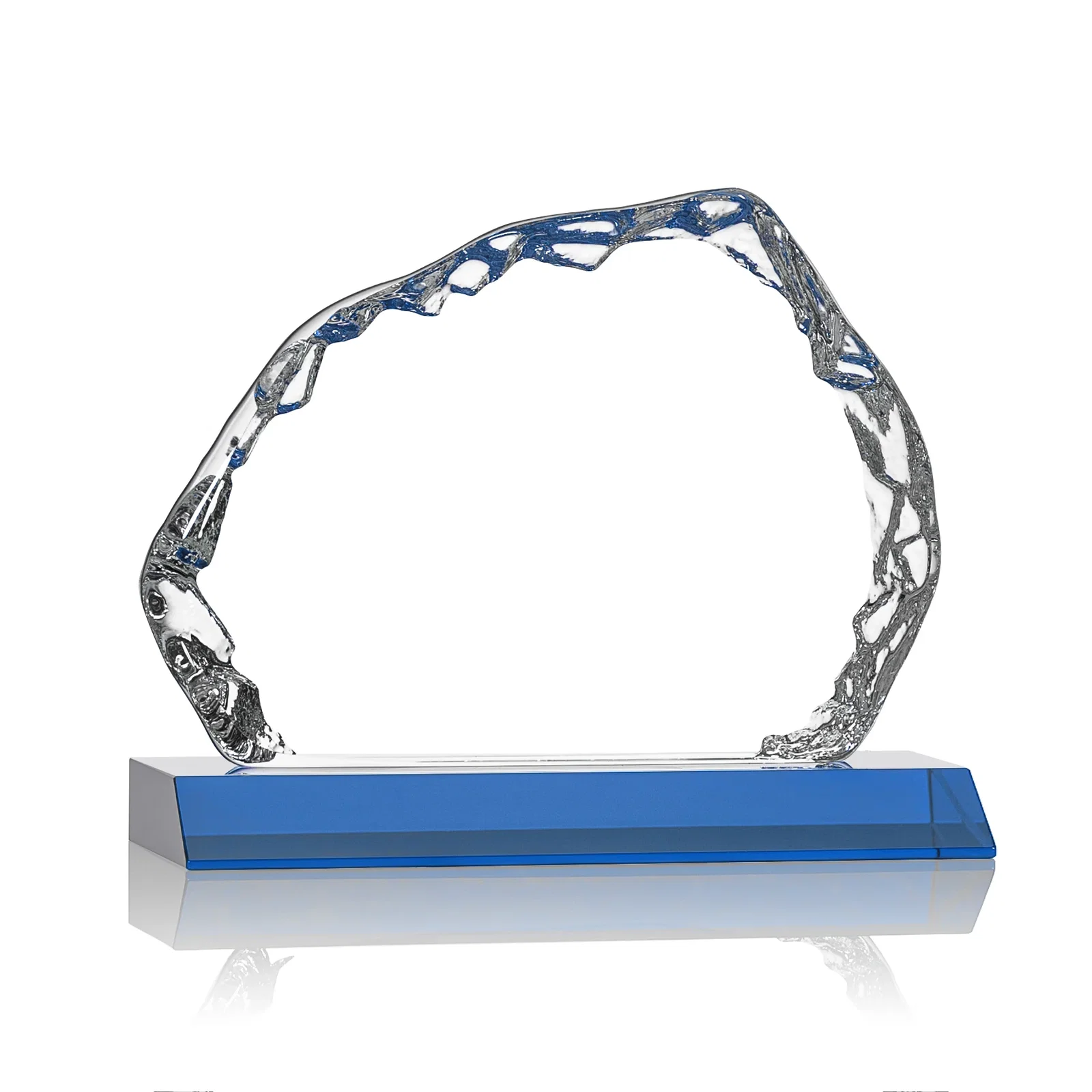 Promotional Optical Crystal Iceberg Award on Mitered Color Base - Aspen, awards for sales achievement awards