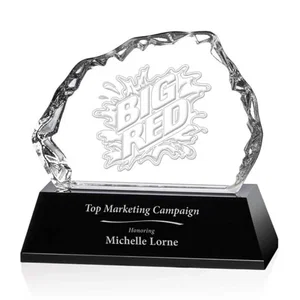 Optical Crystal Iceberg Award With a 5 x 3.75 Back Etch
