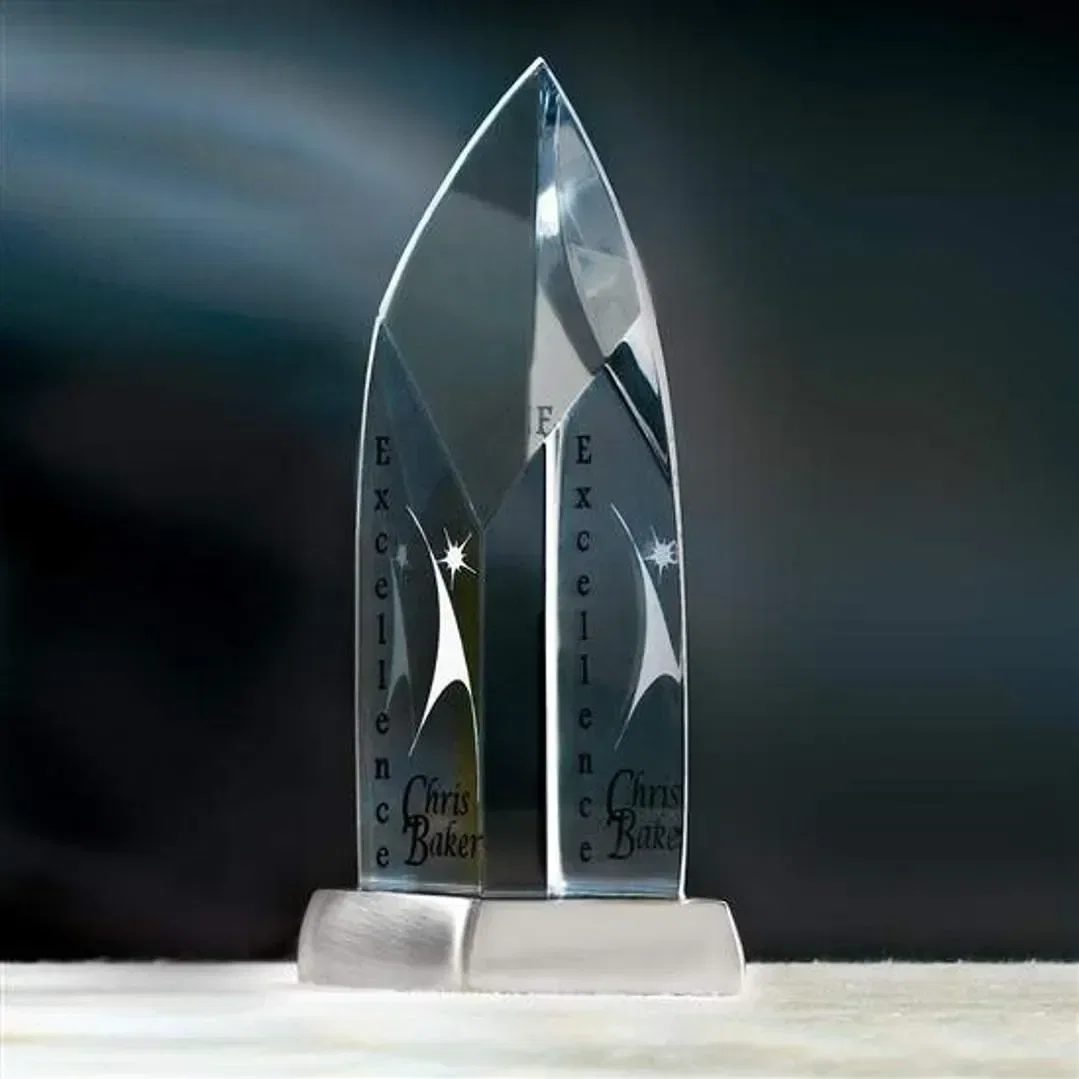 Acrylic Award with Wide Bevels on a Pewter Diamond Base