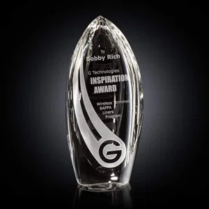 Optical Crystal Teardrop Award with a Sheared Flat Face
