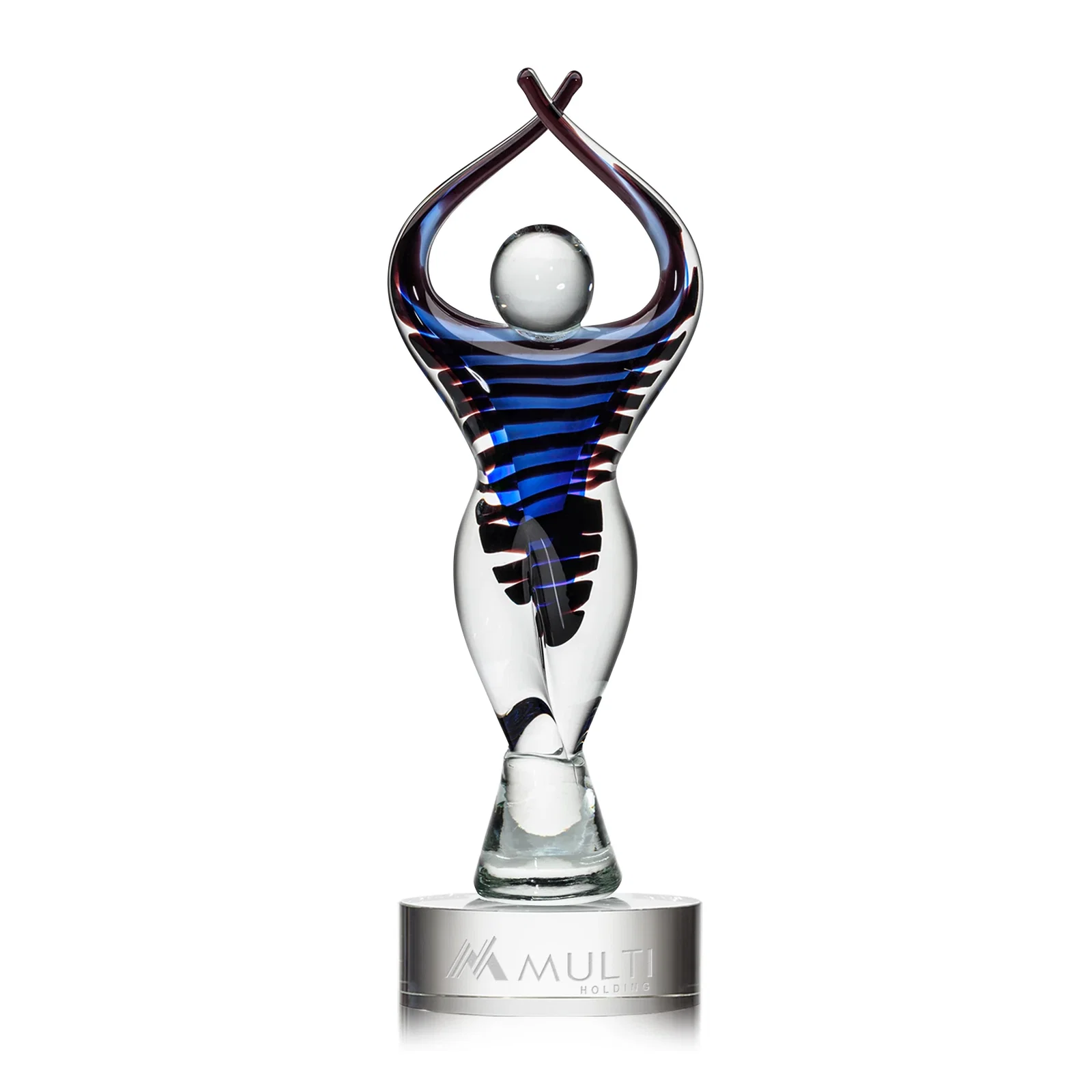Custom Glass Figure Award With Tall Narrow Silhouette for employee recognition