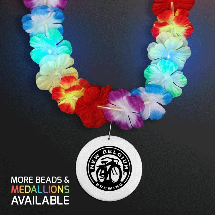 Assorted Light Up Hawaiian Leis with Round Medallion — view 1