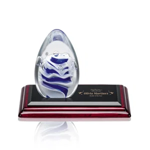 Glass Teardrop Award on Albion Base With a Rosewood Color Option