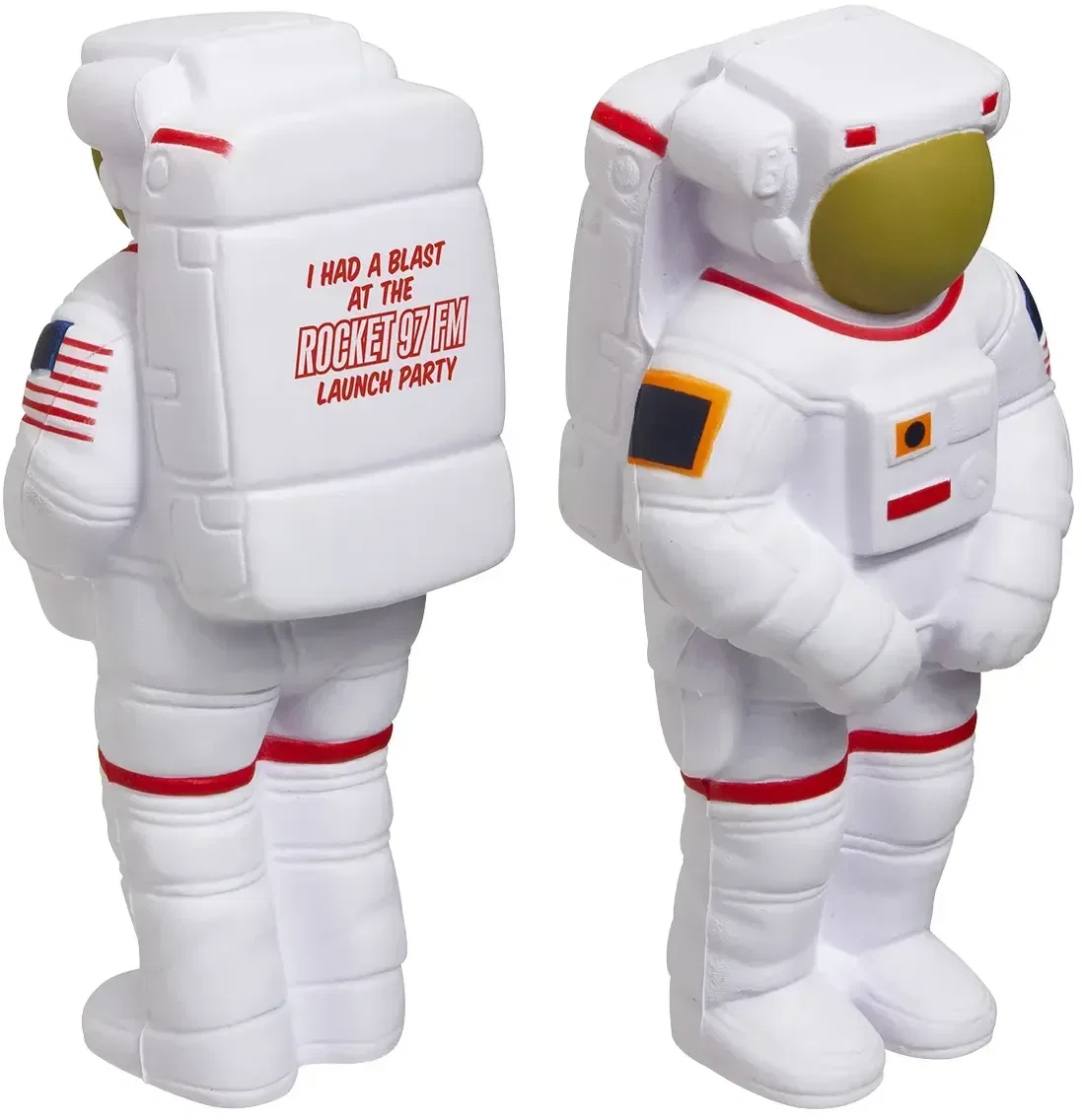 Astronaut Stress Reliever, a custom spacesuit-figure squeeze toy for logo-branded STEM promotional giveaways