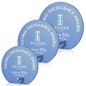 Frosted Ice-Texture Glass Circle Award With Smooth Imprint Face