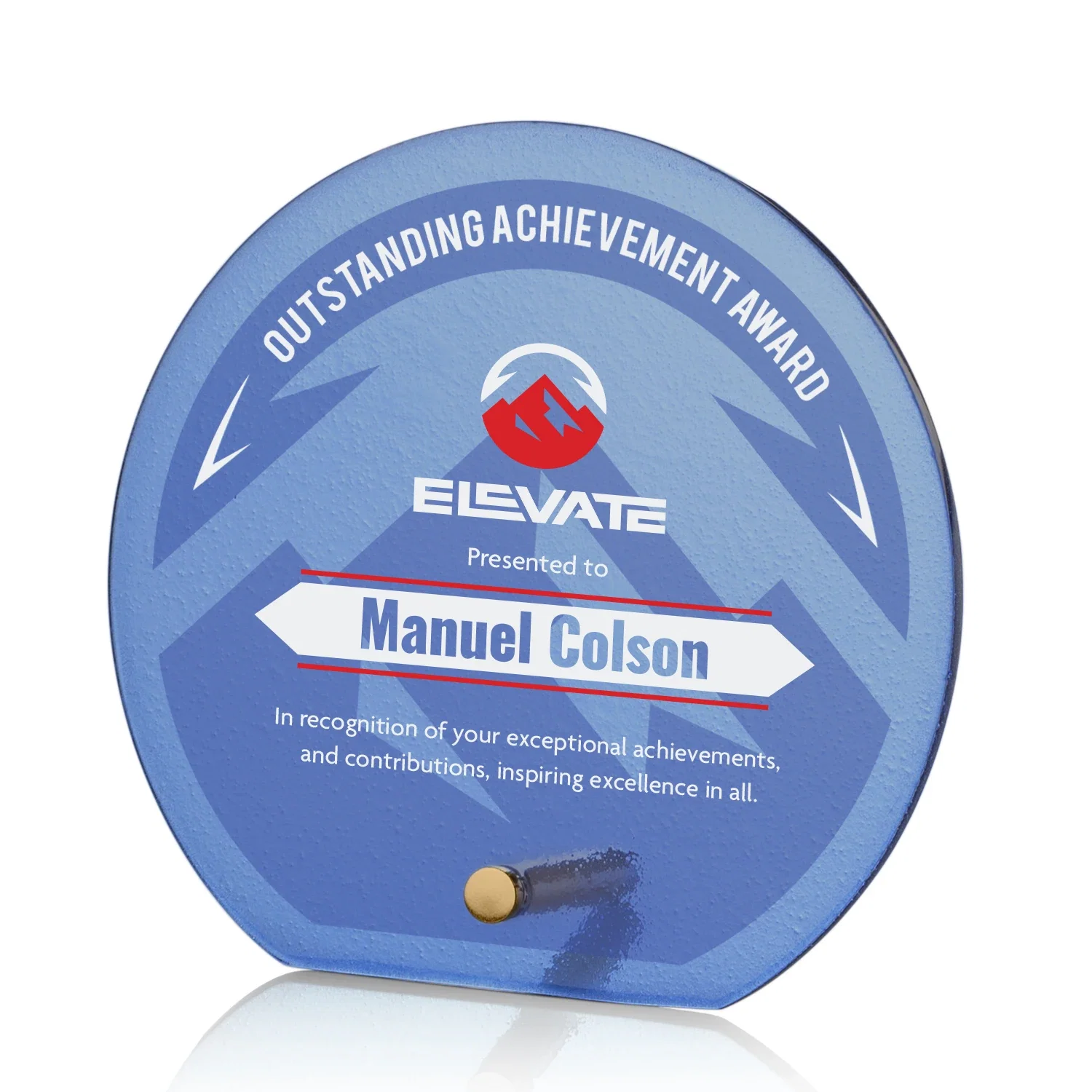 Personalized Frosted Ice-Texture Glass Circle Award With Smooth Imprint Face for corporate award ceremonies