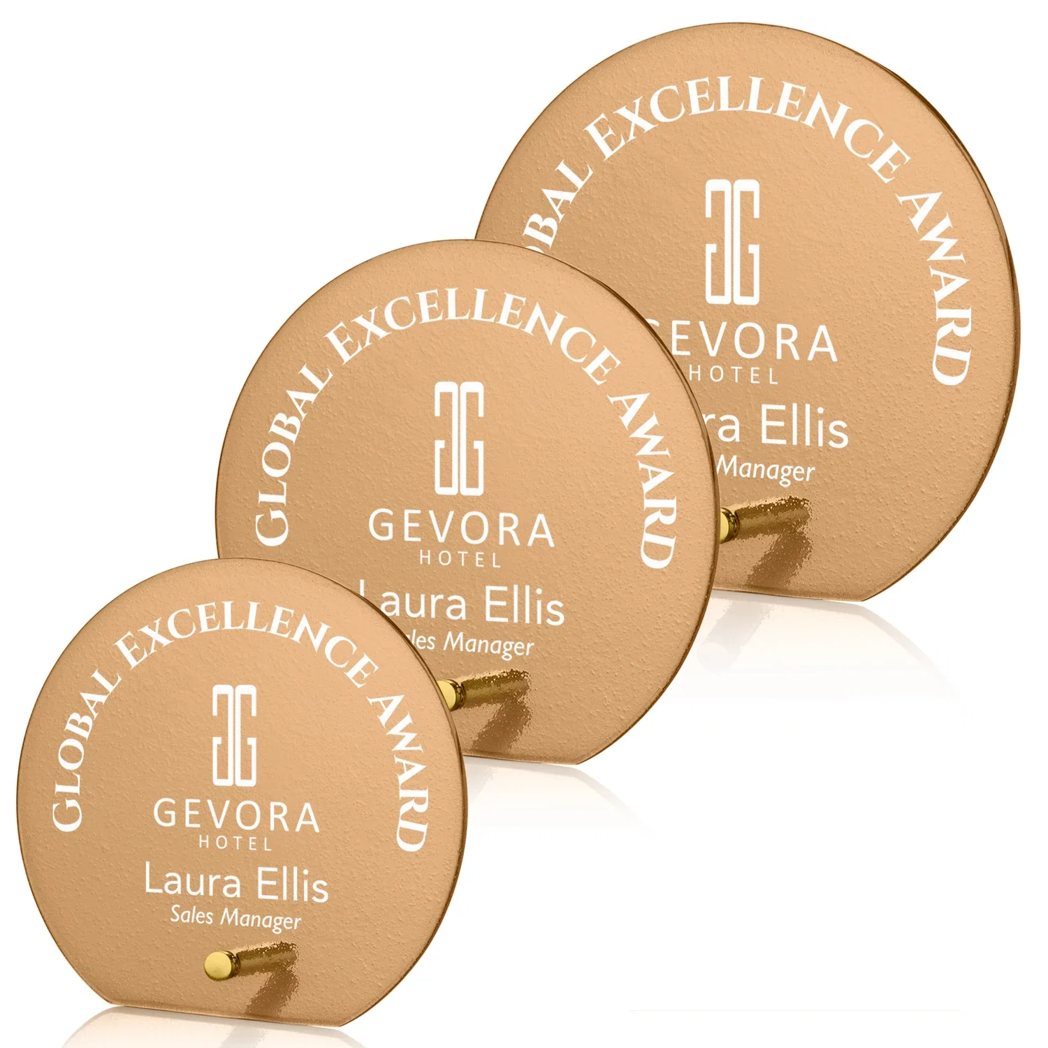 Personalized Frosted Ice-Texture Glass Circle Award With Smooth Imprint Face for retirement presentations