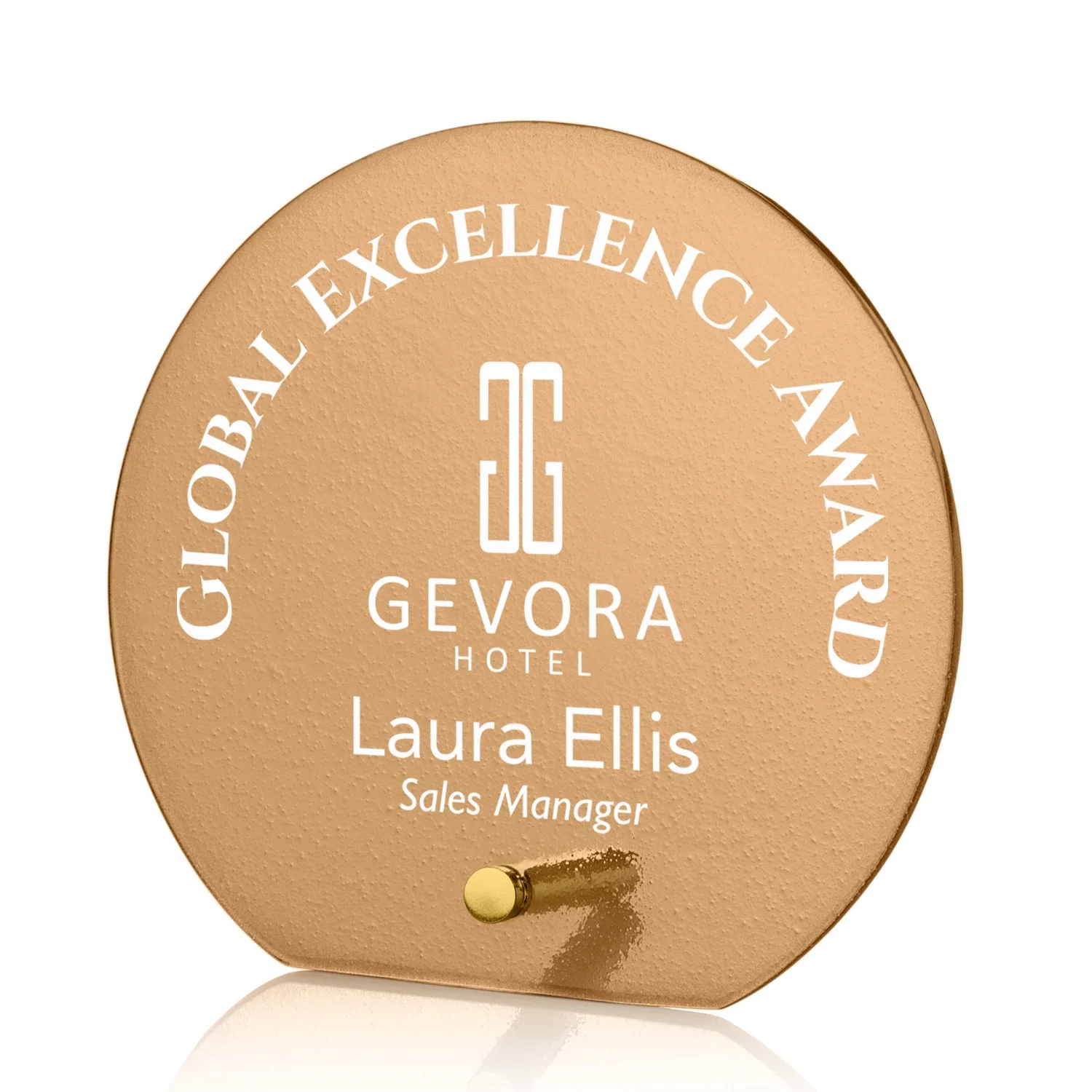 Personalized Frosted Ice-Texture Glass Circle Award With Smooth Imprint Face for team milestone celebrations