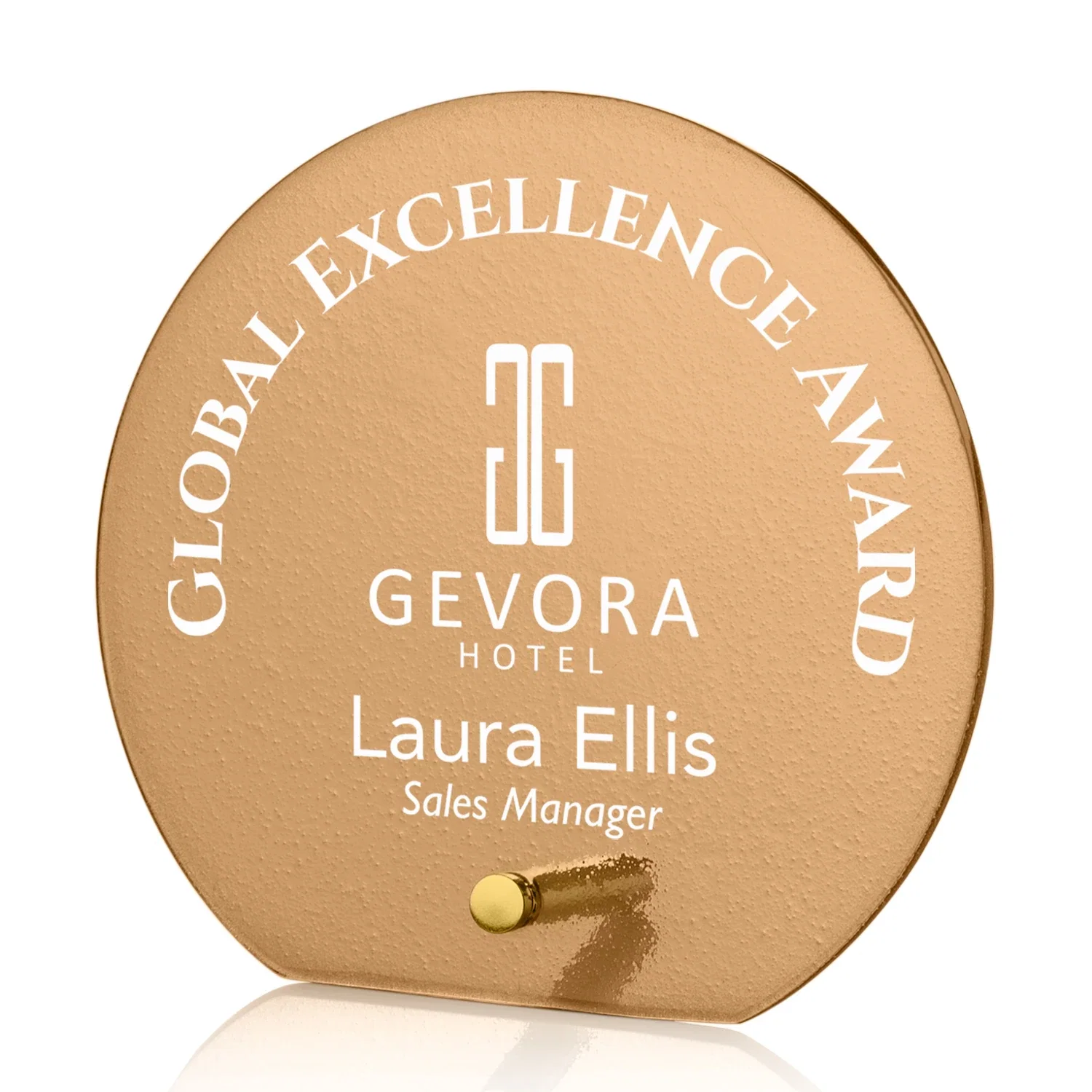 Personalized Frosted Ice-Texture Glass Circle Award With Smooth Imprint Face for donor appreciation