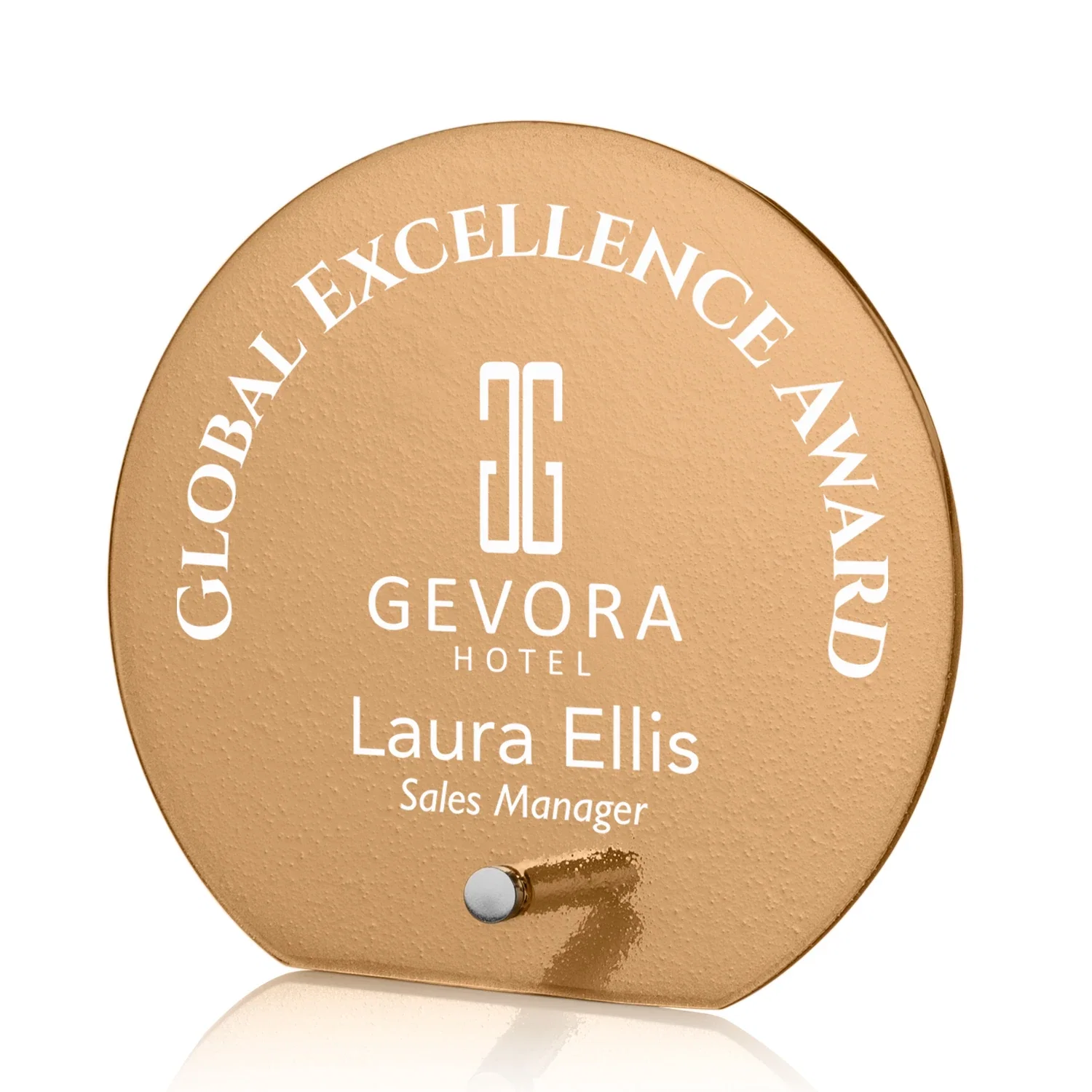 Personalized Frosted Ice-Texture Glass Circle Award With Smooth Imprint Face for volunteer appreciation