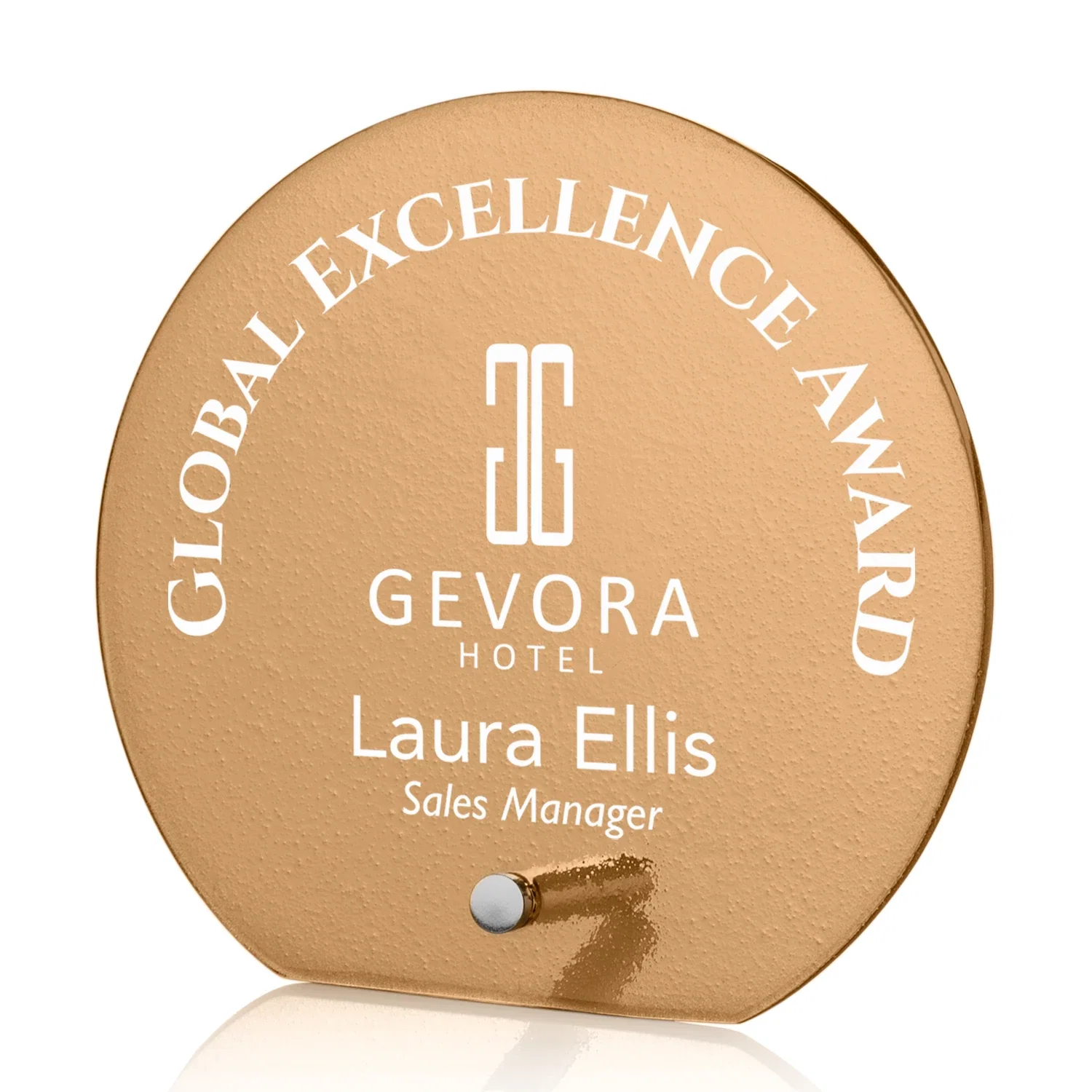 Personalized Frosted Ice-Texture Glass Circle Award With Smooth Imprint Face for dealer and partner awards