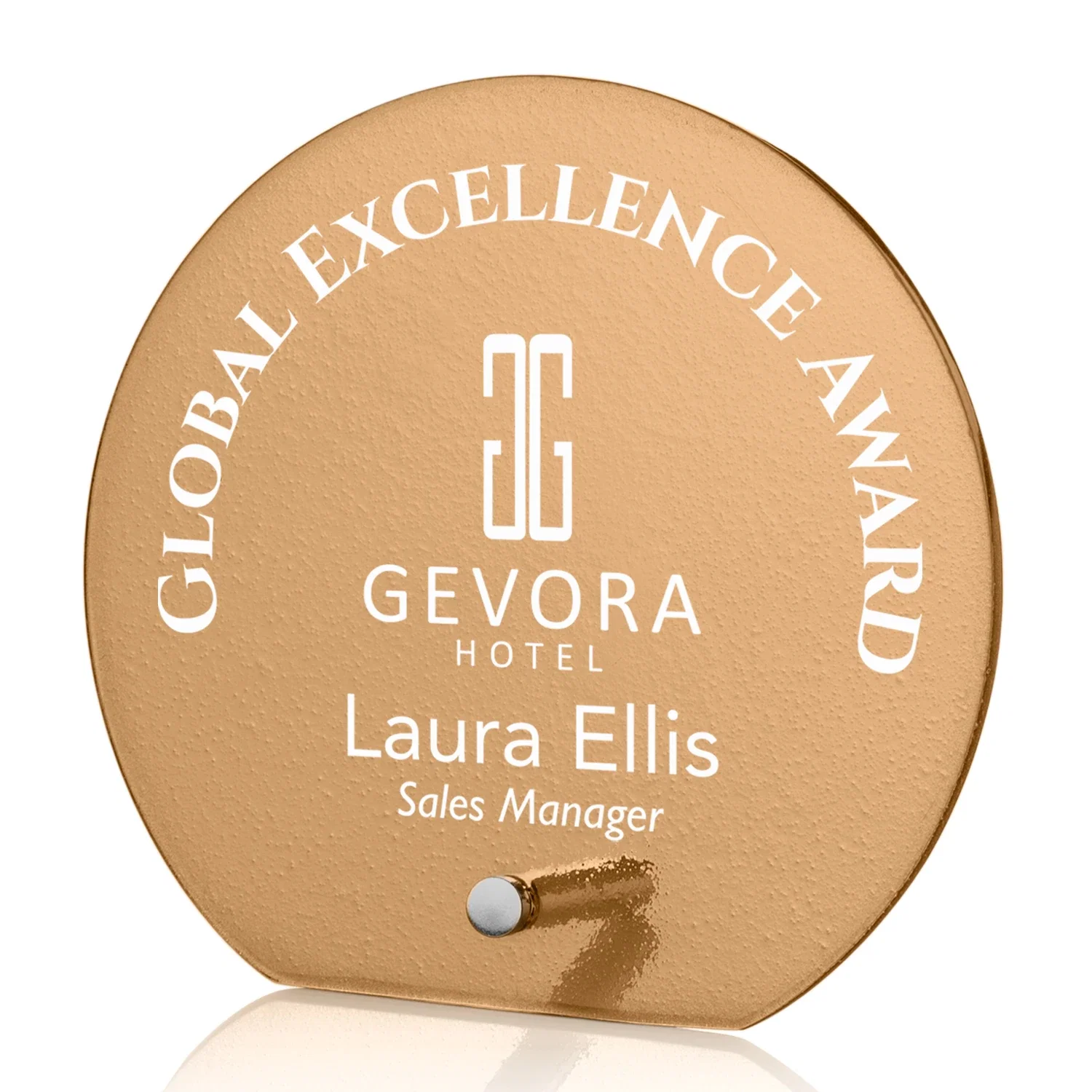 Personalized Frosted Ice-Texture Glass Circle Award With Smooth Imprint Face for company anniversary events