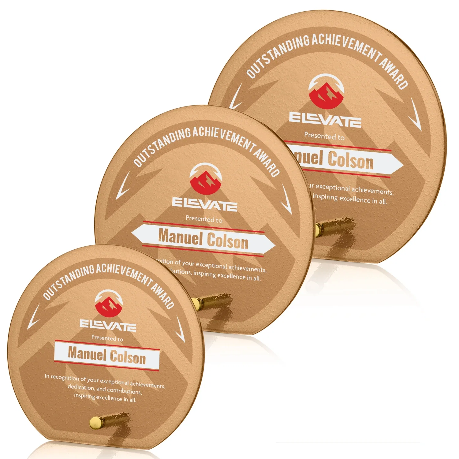Promotional Frosted Ice-Texture Glass Circle Award With Smooth Imprint Face for employee recognition