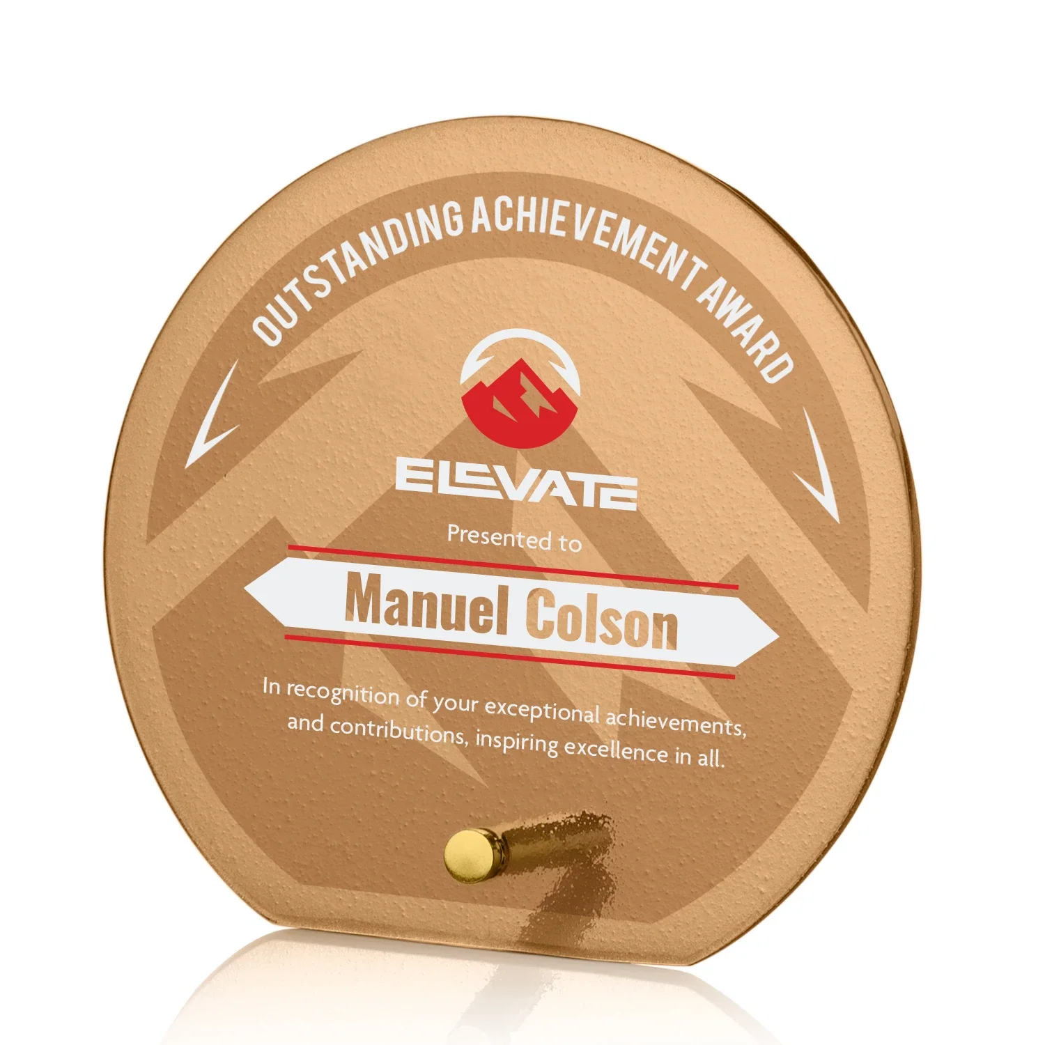Promotional Frosted Ice-Texture Glass Circle Award With Smooth Imprint Face for corporate award ceremonies