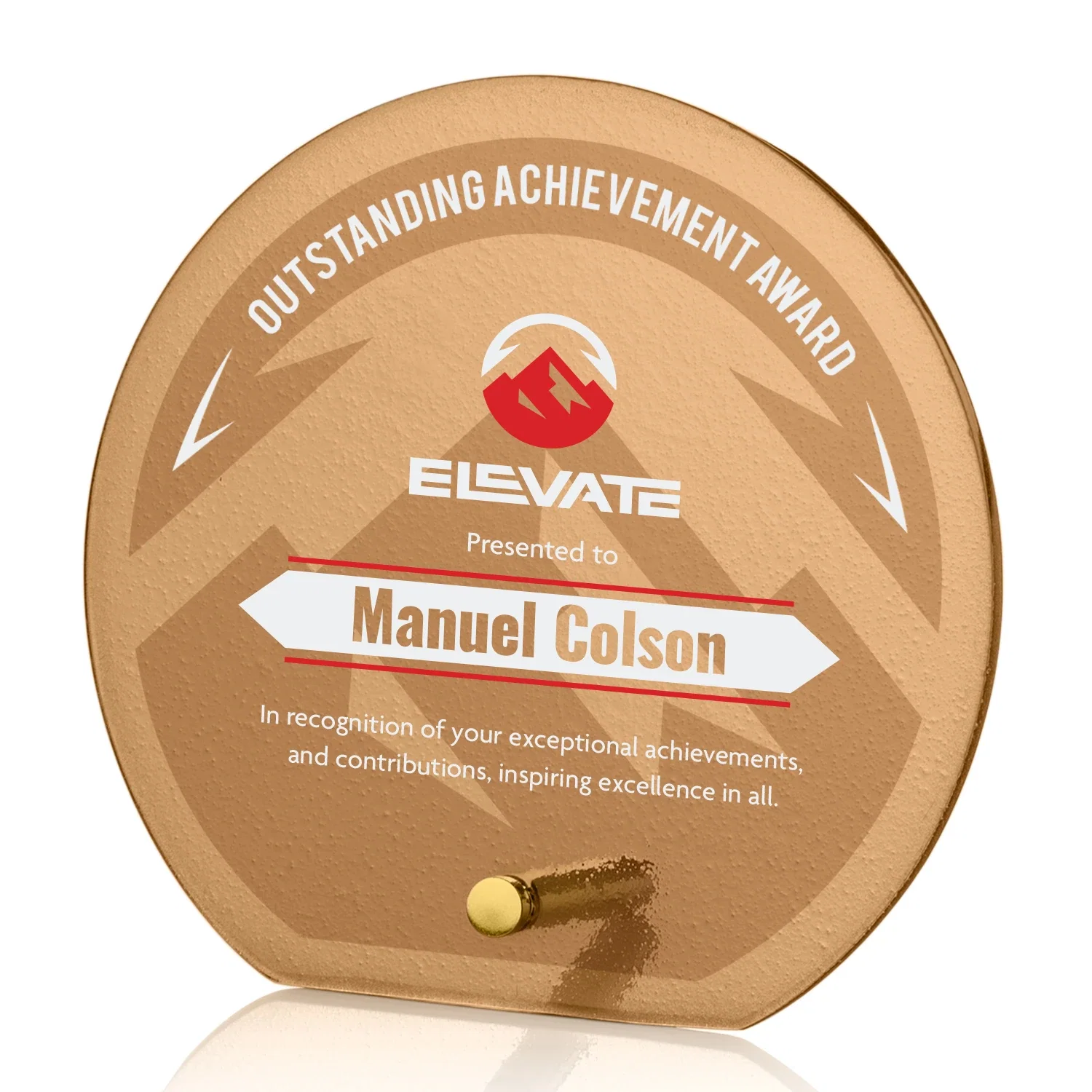 Promotional Frosted Ice-Texture Glass Circle Award With Smooth Imprint Face for sales achievement awards