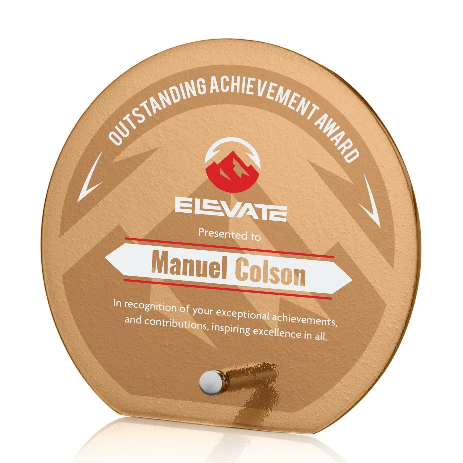 Promotional Frosted Ice-Texture Glass Circle Award With Smooth Imprint Face for donor appreciation