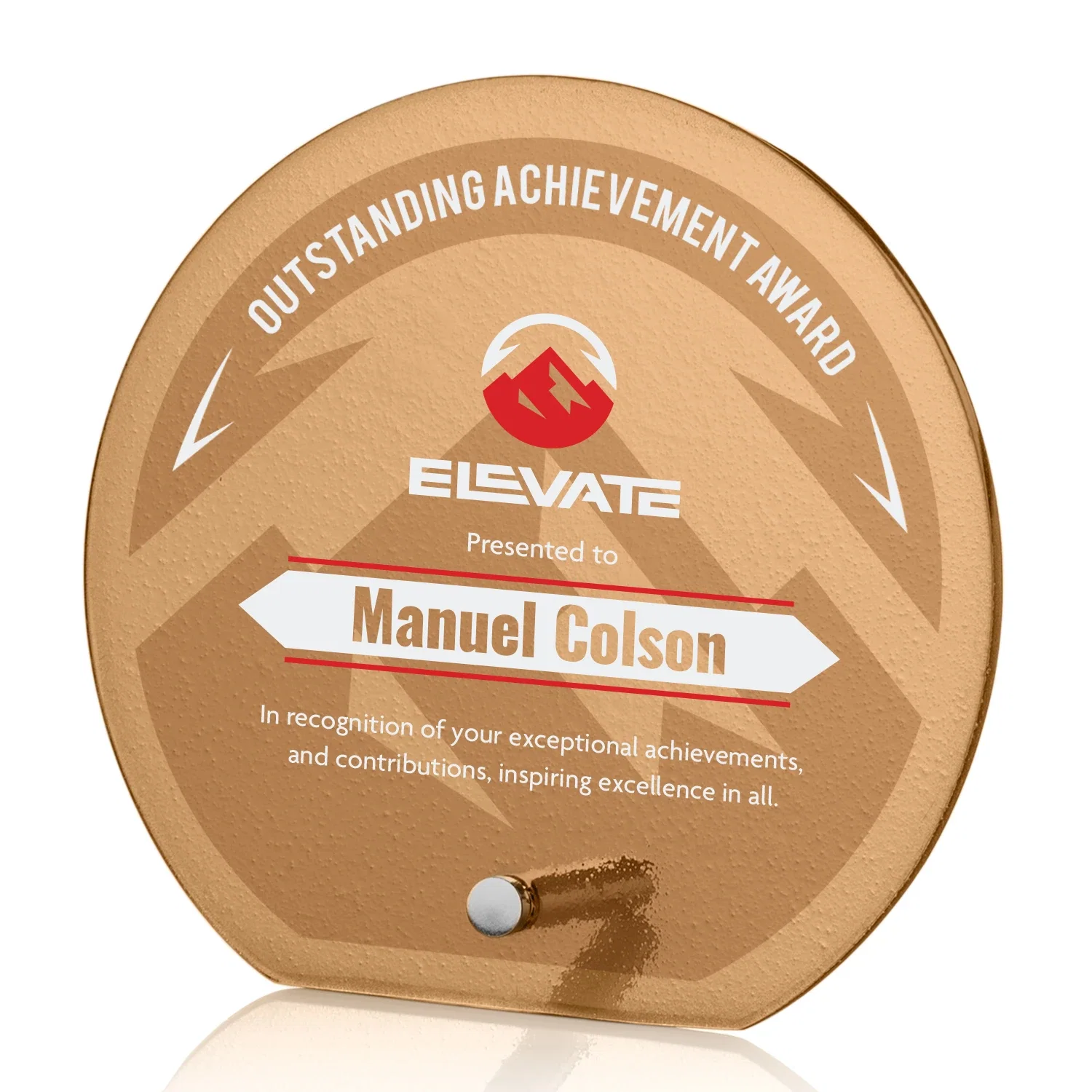 Promotional Frosted Ice-Texture Glass Circle Award With Smooth Imprint Face for graduation ceremonies