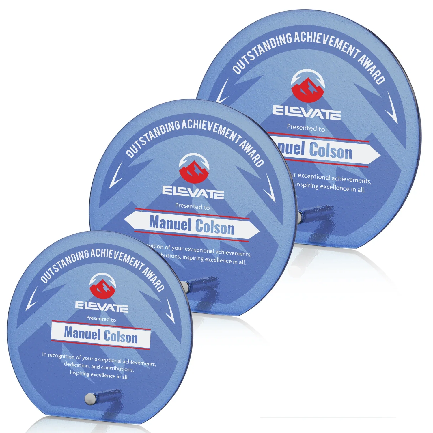 Custom Frosted Ice-Texture Glass Circle Award With Smooth Imprint Face for retirement presentations