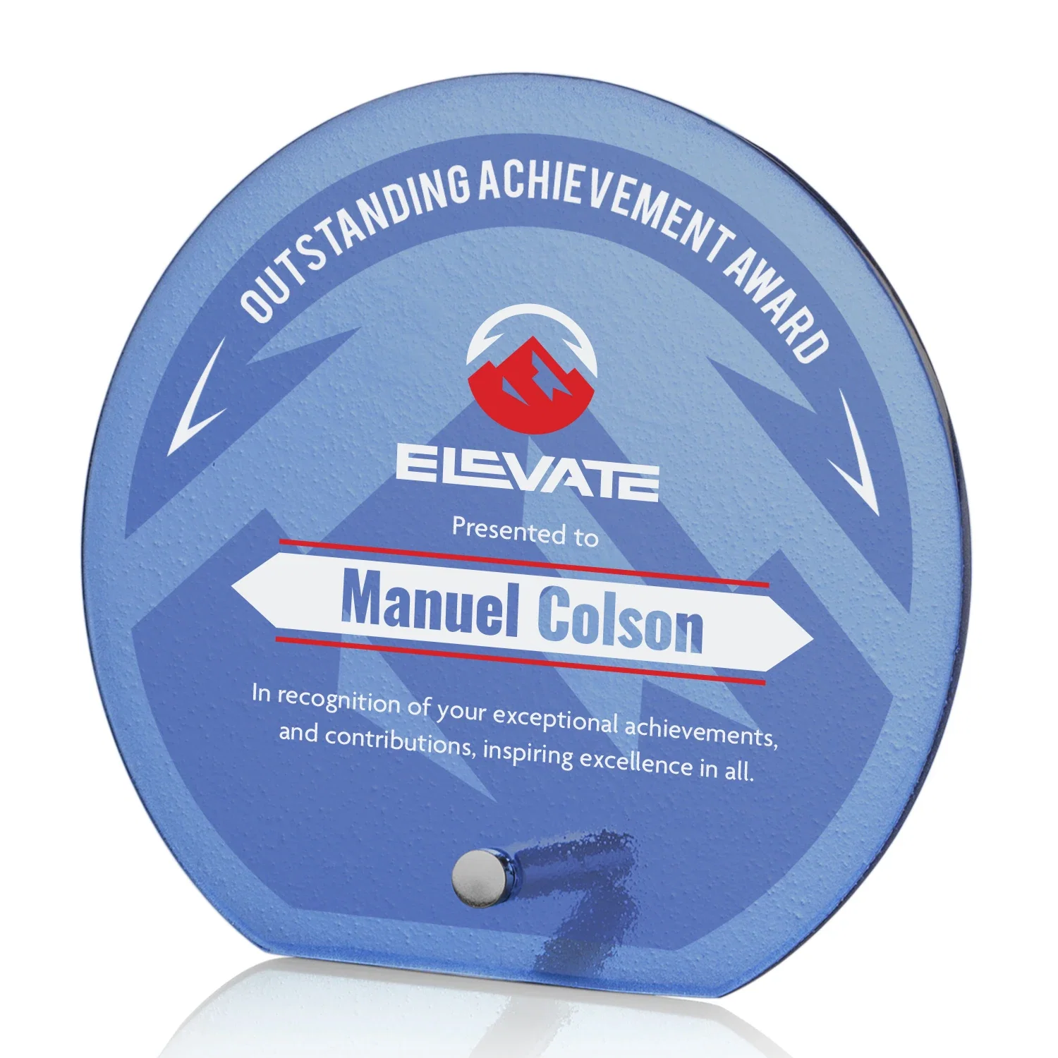 Custom Frosted Ice-Texture Glass Circle Award With Smooth Imprint Face for graduation ceremonies