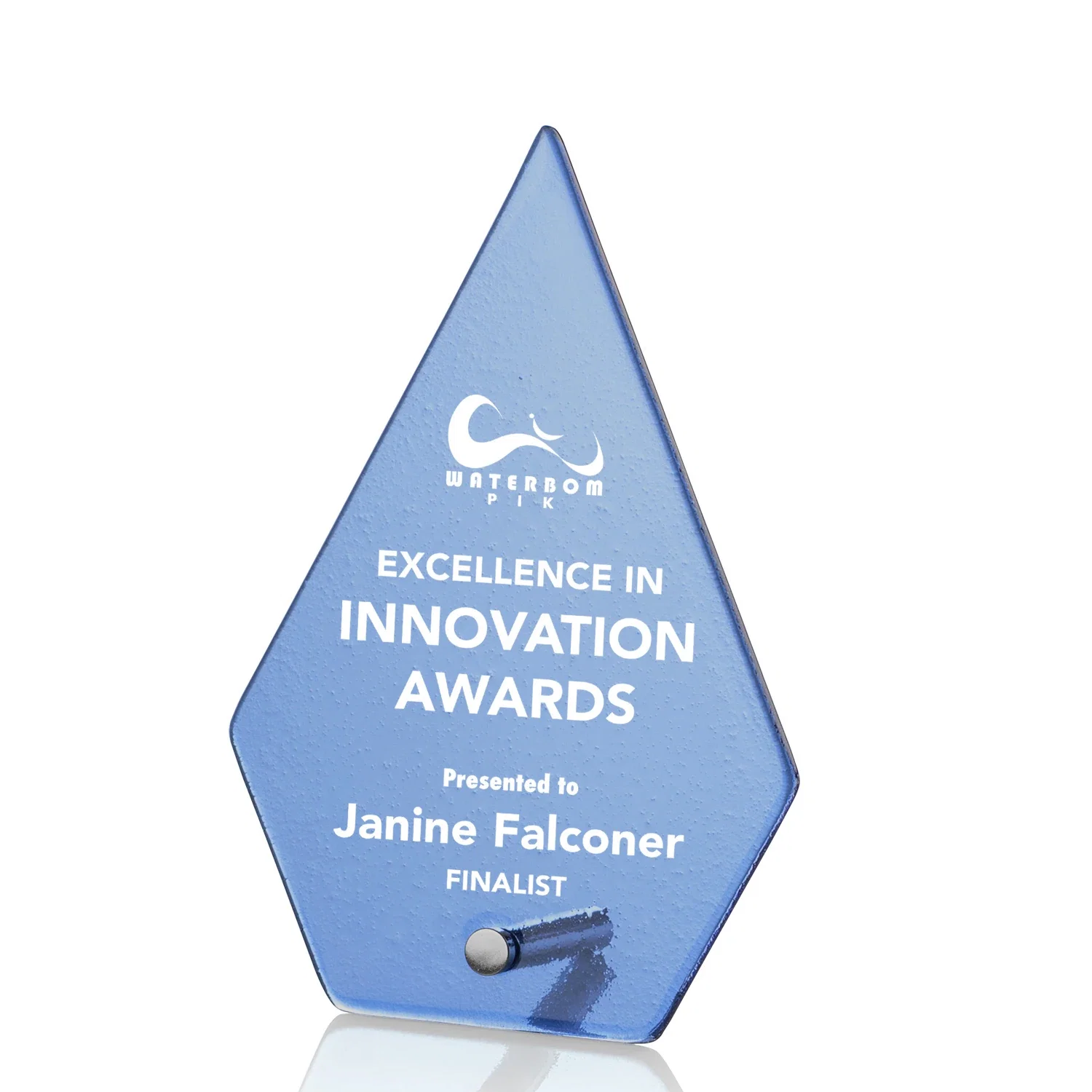 Custom Frosted Ice-Texture Glass Diamond Award With Chrome Pin for service anniversary gifts