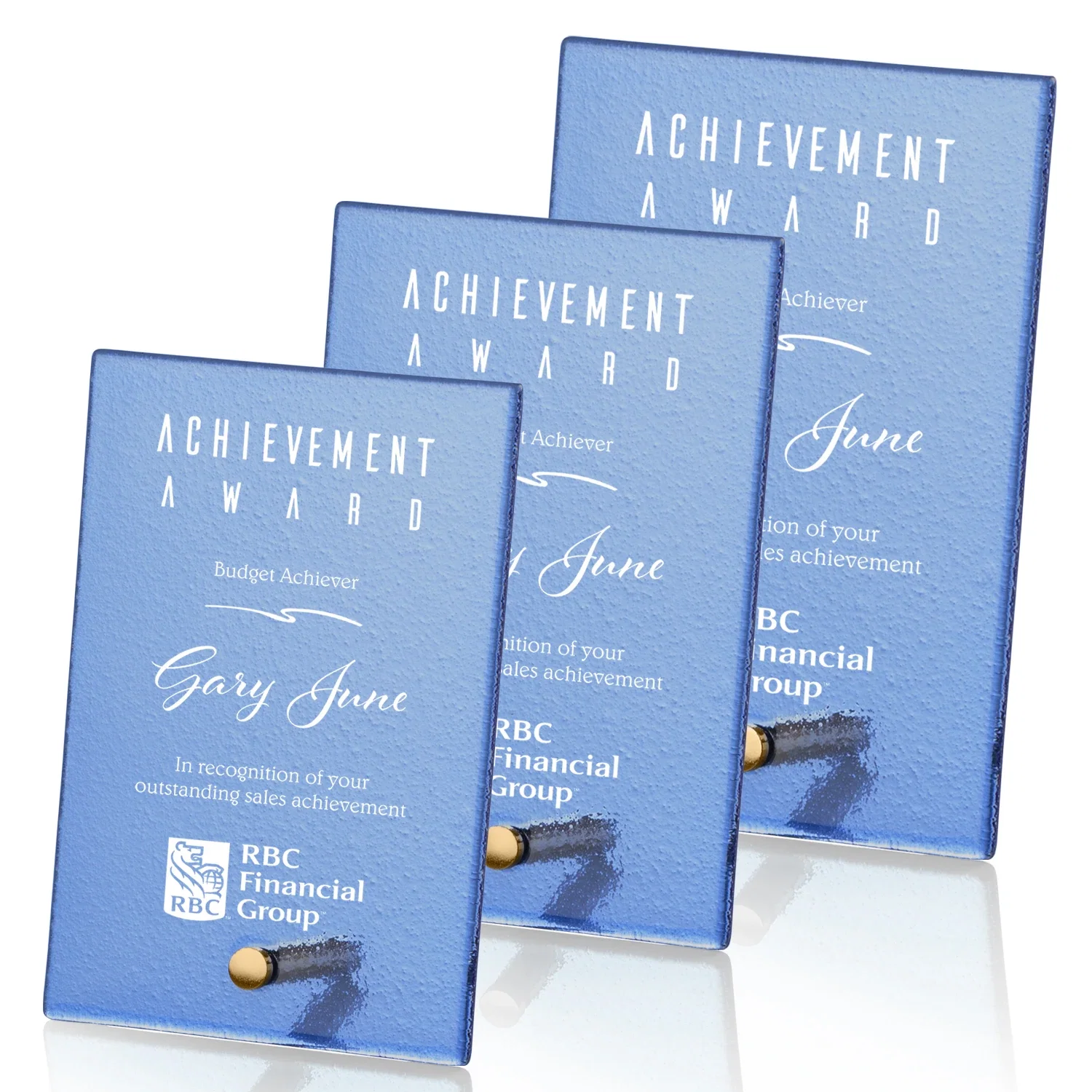 Personalized Frosted Ice-Texture Glass Rectangle Award With Full-Color Print Option, metal awards for employee recognition