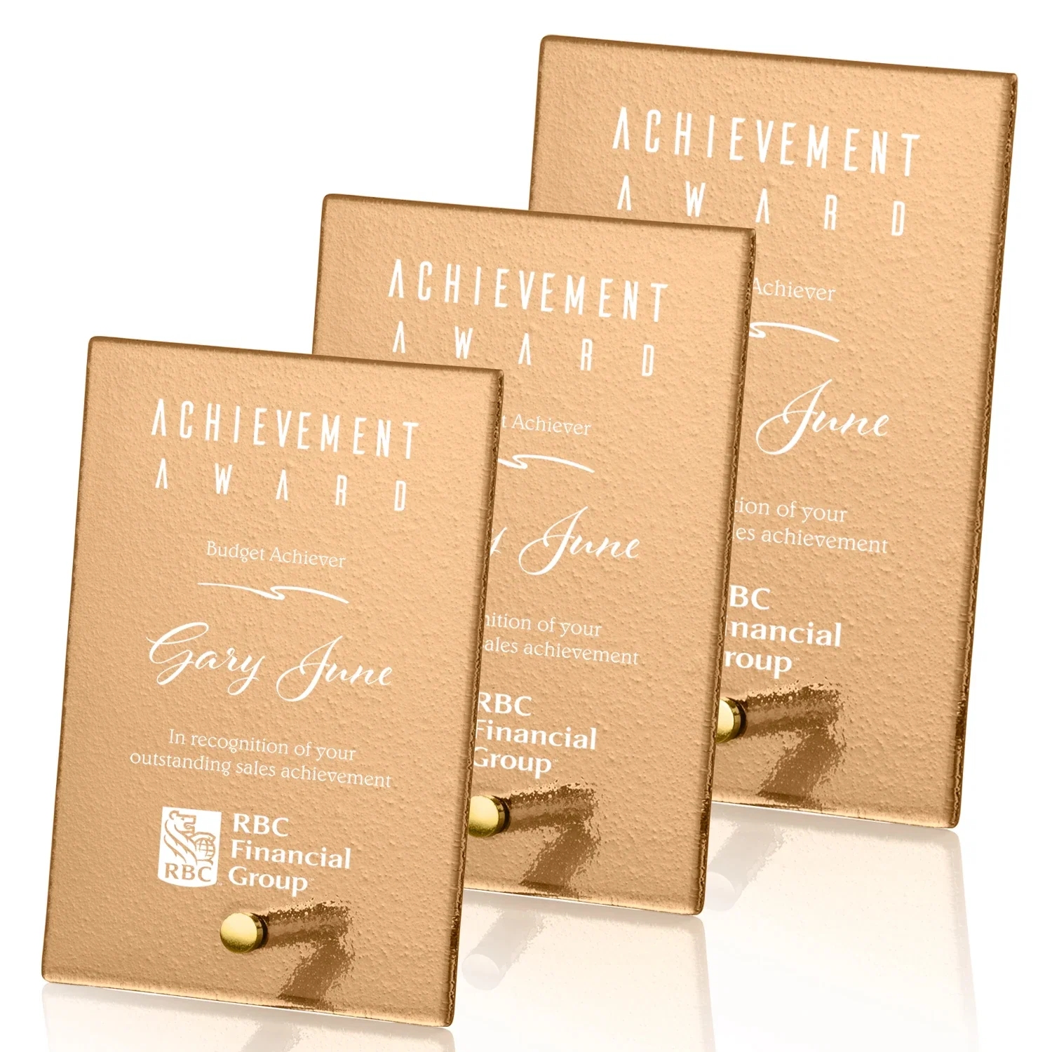 Personalized Frosted Ice-Texture Glass Rectangle Award With Full-Color Print Option, metal awards for retirement presentations