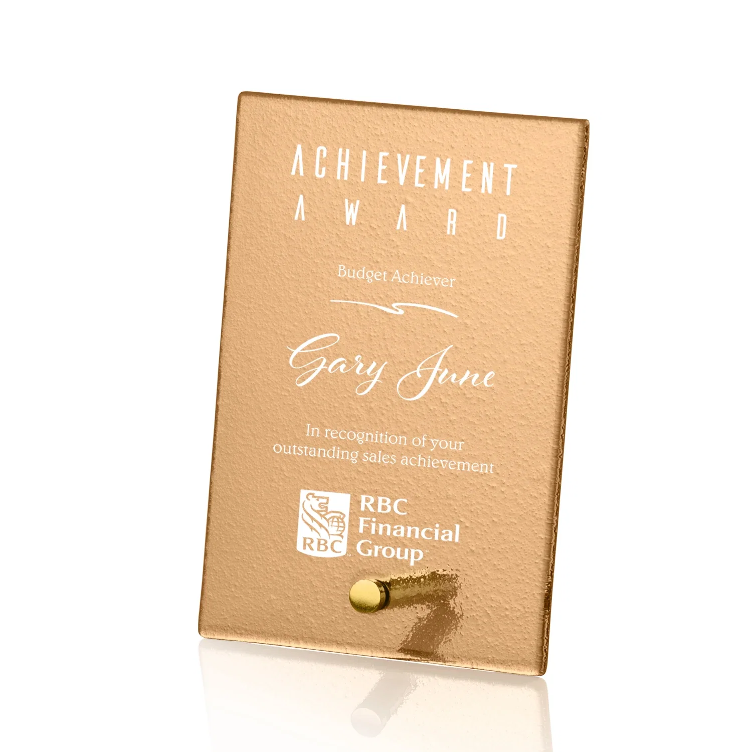 Personalized Frosted Ice-Texture Glass Rectangle Award With Full-Color Print Option, metal awards for team milestone celebrations