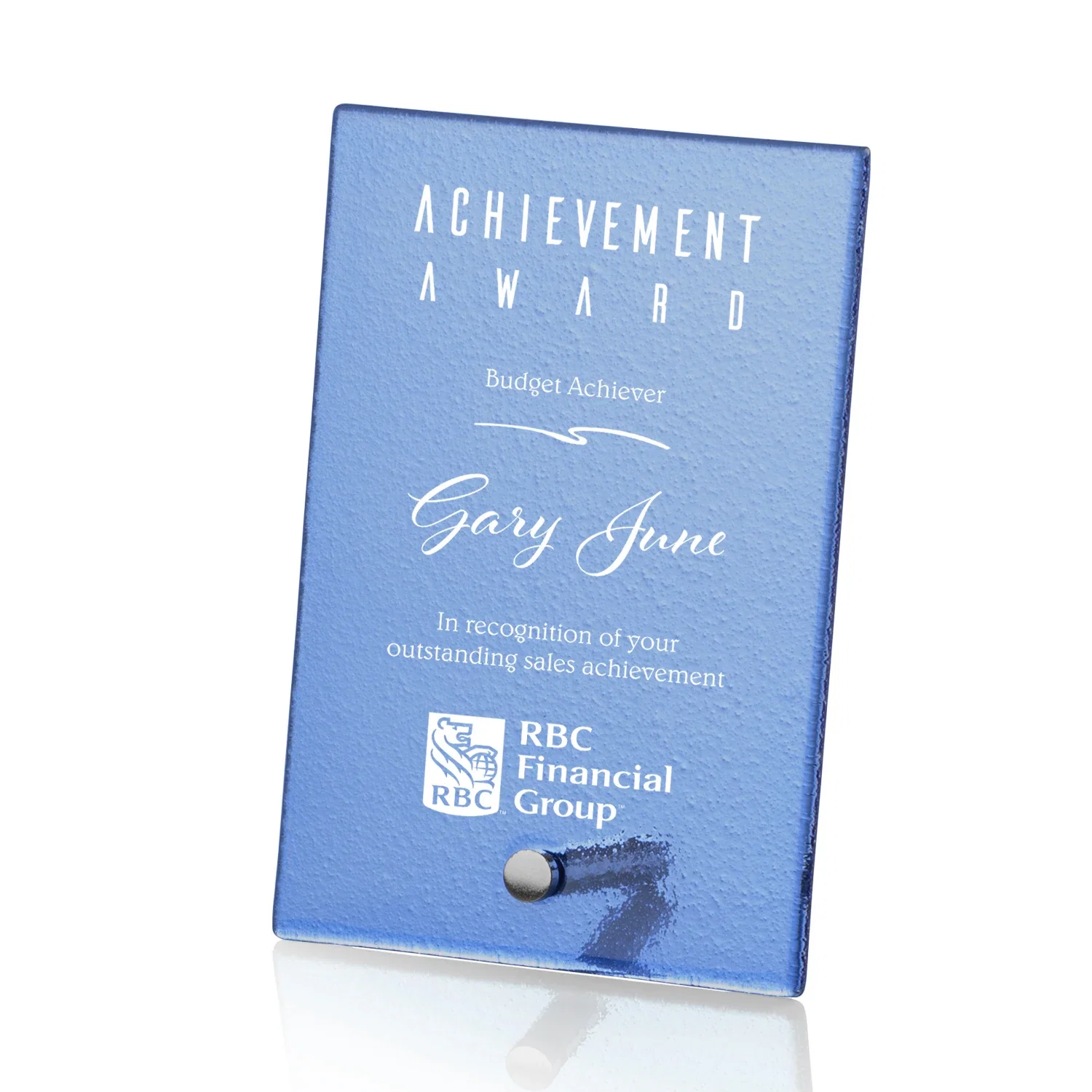 Custom Frosted Ice-Texture Glass Rectangle Award With Full-Color Print Option, metal awards for service anniversary gifts