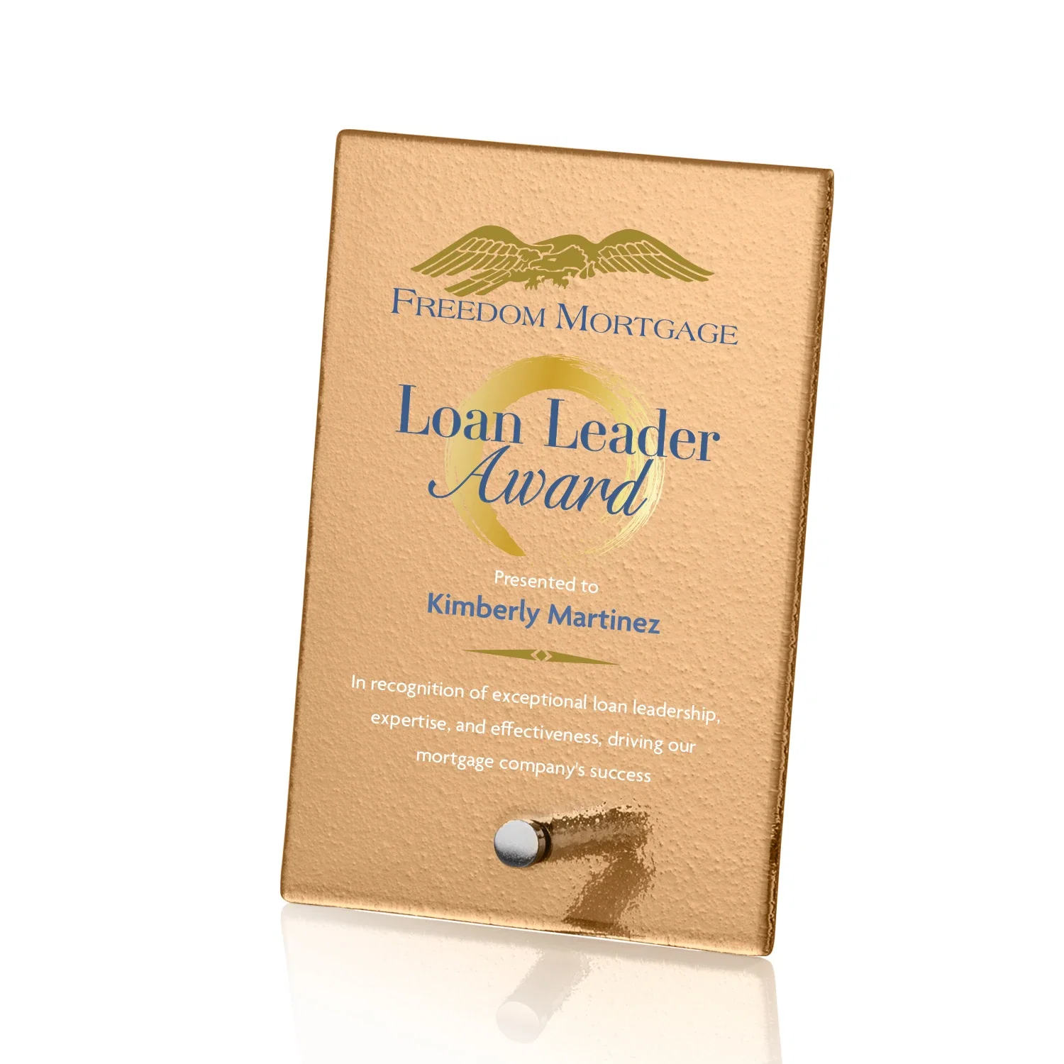 Promotional Frosted Ice-Texture Glass Rectangle Award With Full-Color Print Option, metal awards for team milestone celebrations