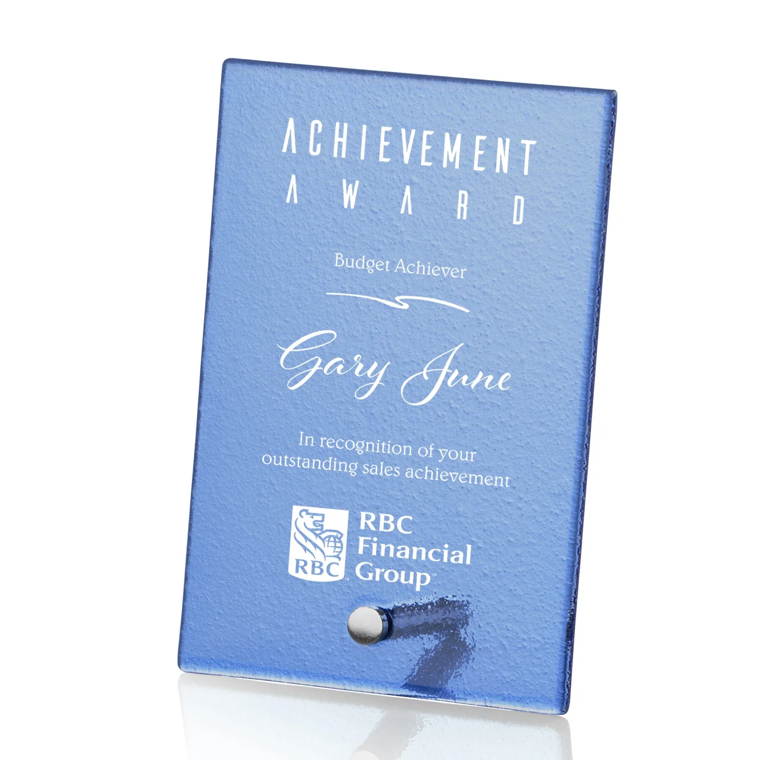 Custom Frosted Ice-Texture Glass Rectangle Award With Full-Color Print Option, metal awards for sales achievement awards