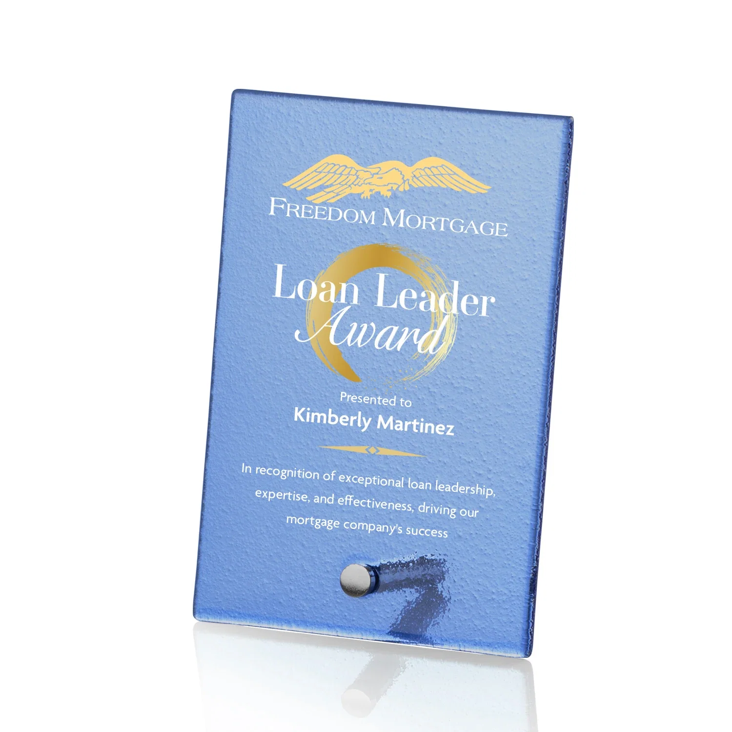 Custom Frosted Ice-Texture Glass Rectangle Award With Full-Color Print Option, metal awards for team milestone celebrations