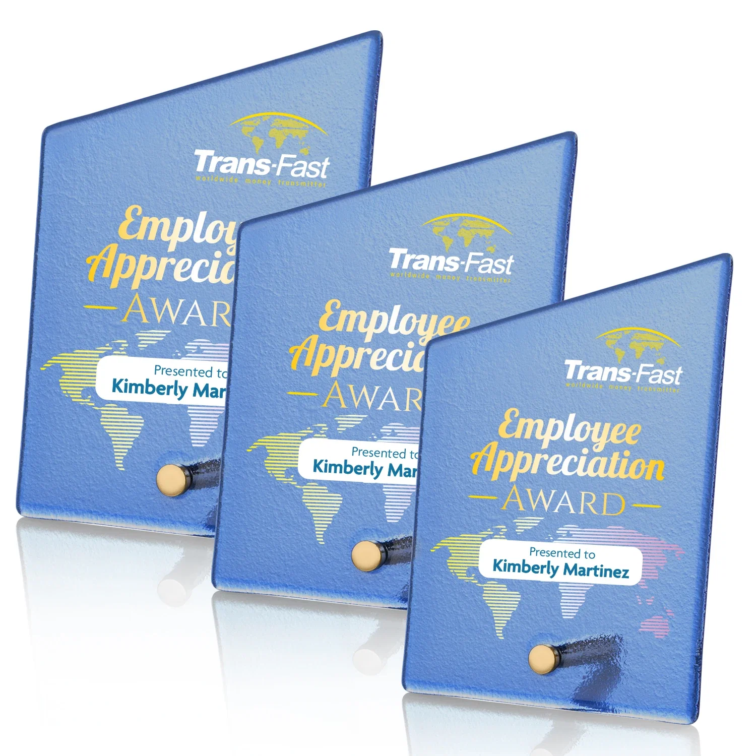 Personalized Frosted Ice-Texture Glass Slant Award, 3.5 x 4.75 in Imprint Area, metal awards for employee recognition
