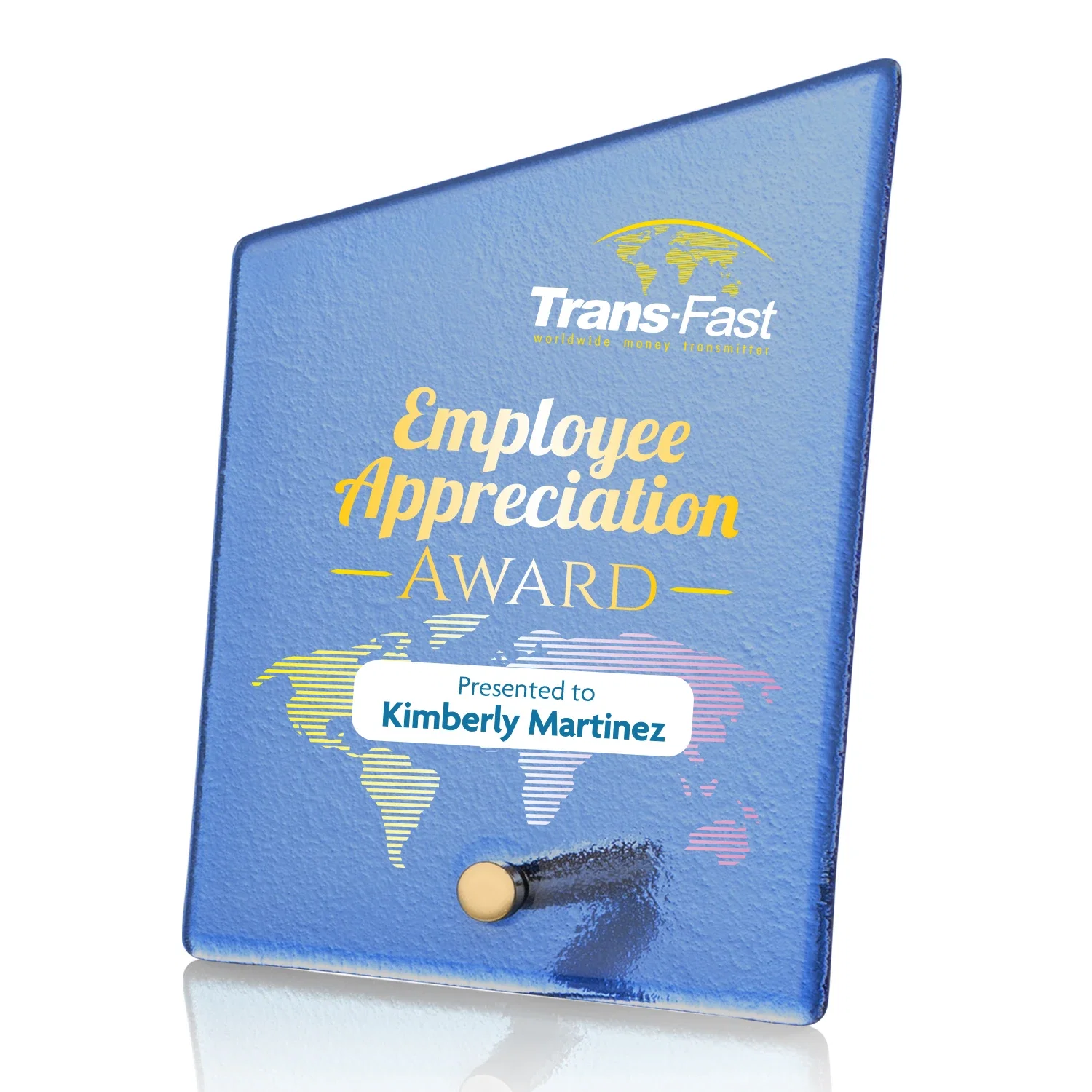 Personalized Frosted Ice-Texture Glass Slant Award, 3.5 x 4.75 in Imprint Area, metal awards for service anniversary gifts