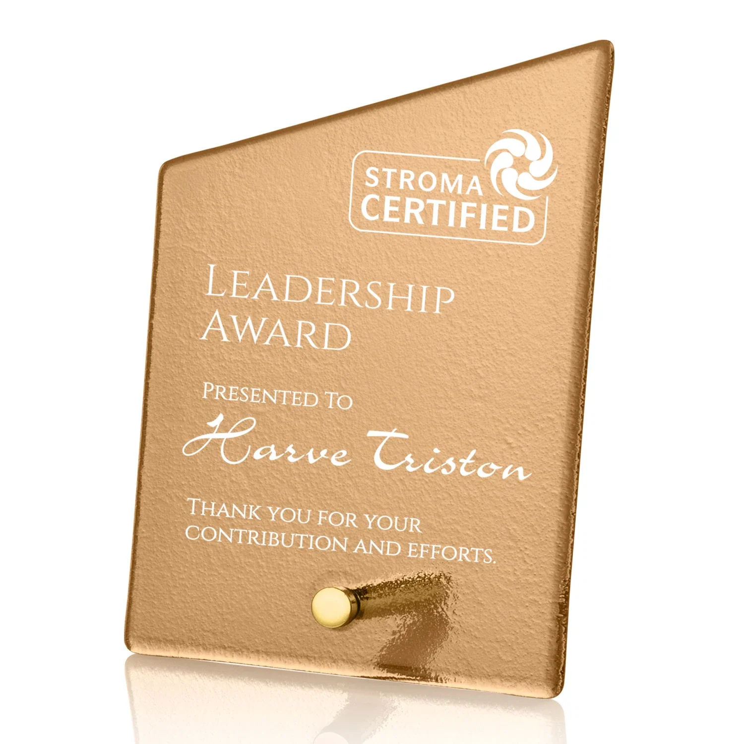 Personalized Frosted Ice-Texture Glass Slant Award, 3.5 x 4.75 in Imprint Area, metal awards for donor appreciation