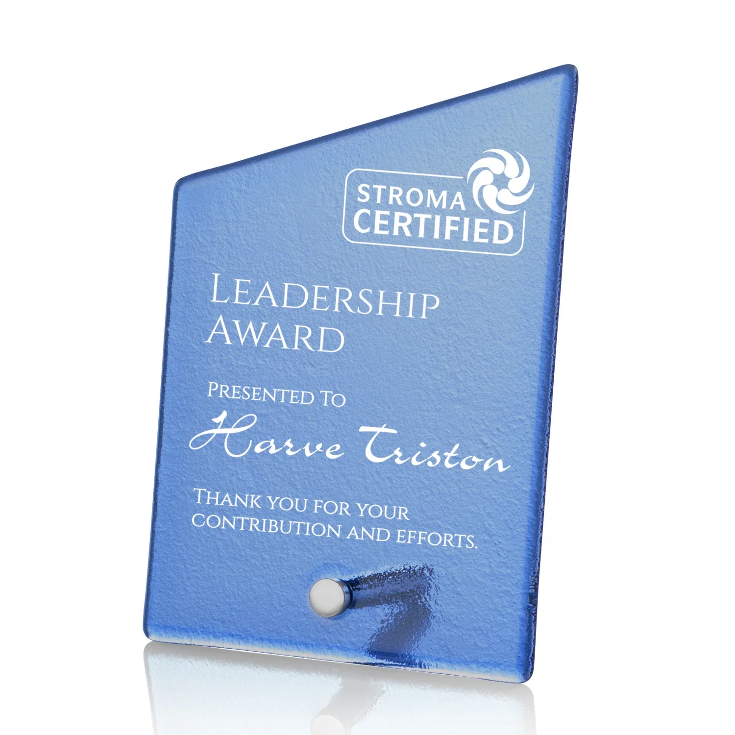 Custom Frosted Ice-Texture Glass Slant Award, 3.5 x 4.75 in Imprint Area, metal awards for corporate award ceremonies
