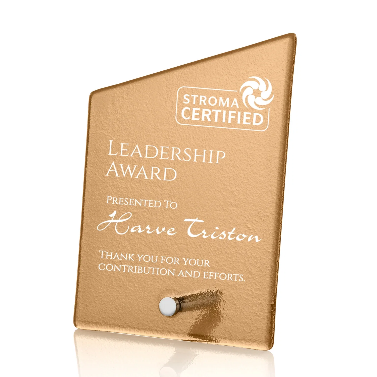 Personalized Frosted Ice-Texture Glass Slant Award, 3.5 x 4.75 in Imprint Area, metal awards for volunteer appreciation