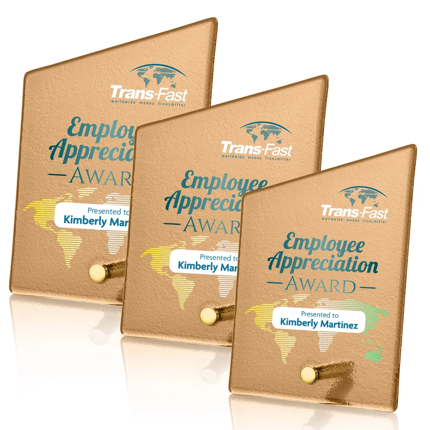 Promotional Frosted Ice-Texture Glass Slant Award, 3.5 x 4.75 in Imprint Area, metal awards for employee recognition
